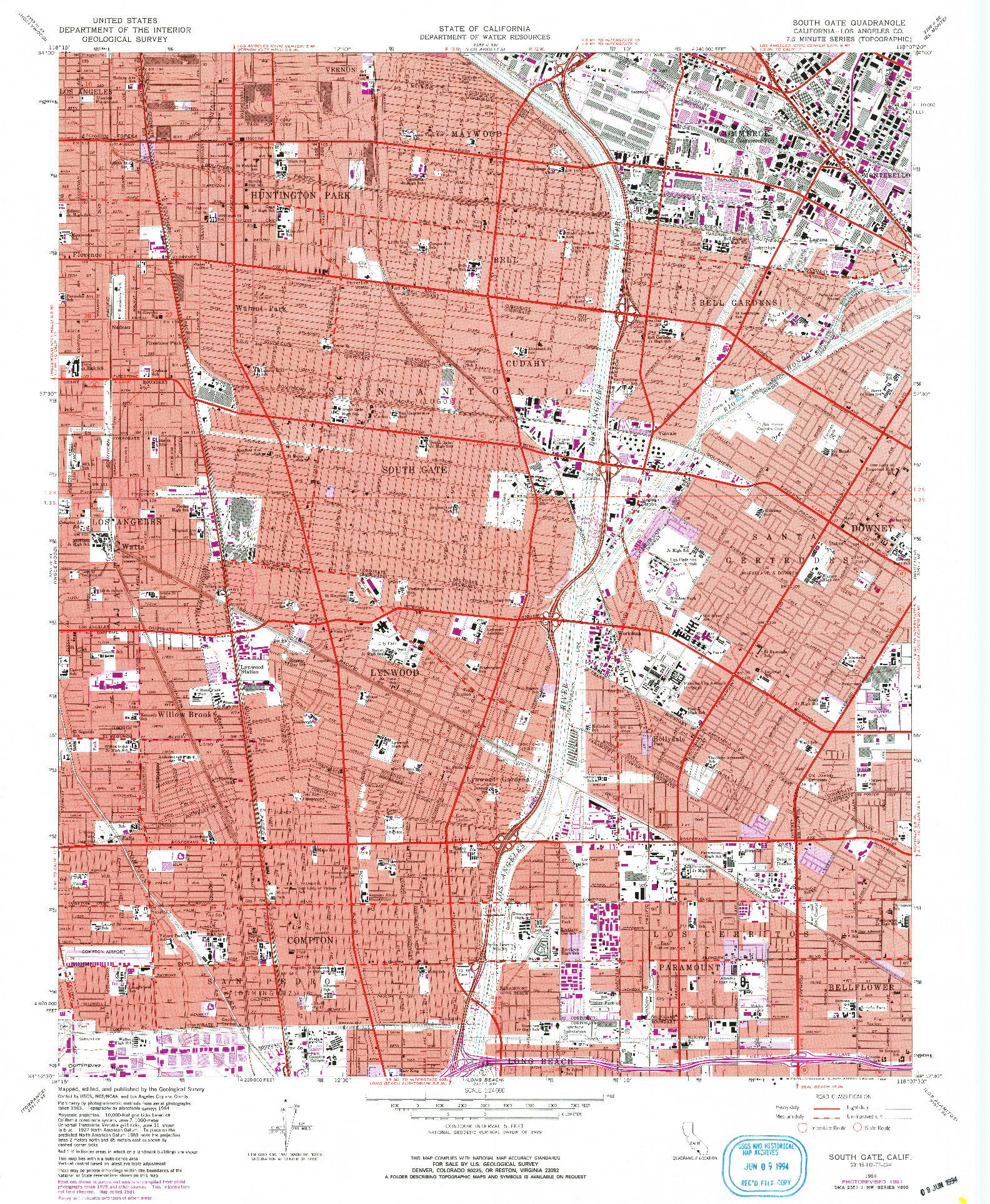 USGS 1:24000-SCALE QUADRANGLE FOR SOUTH GATE, CA 1964