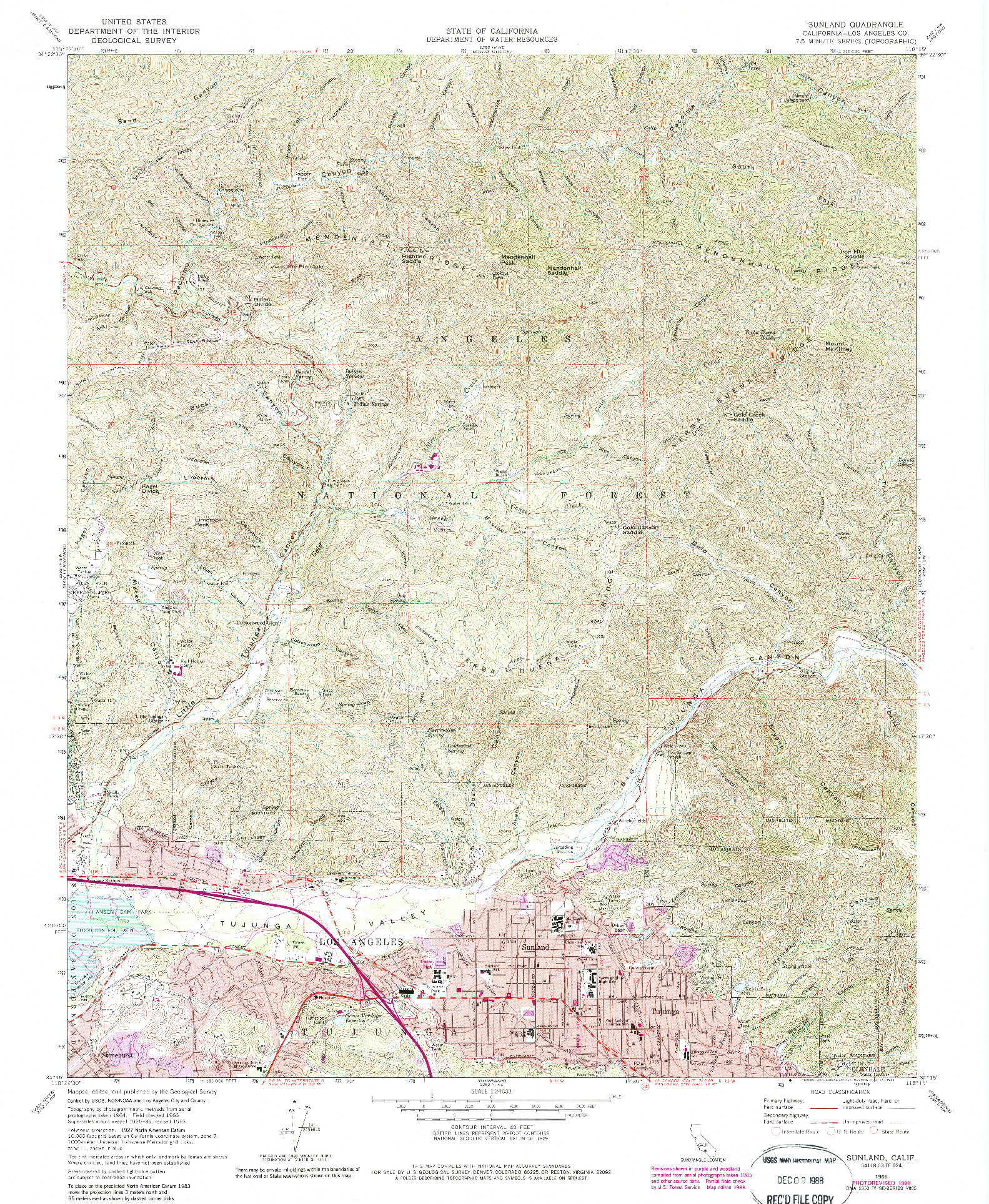 USGS 1:24000-SCALE QUADRANGLE FOR SUNLAND, CA 1966