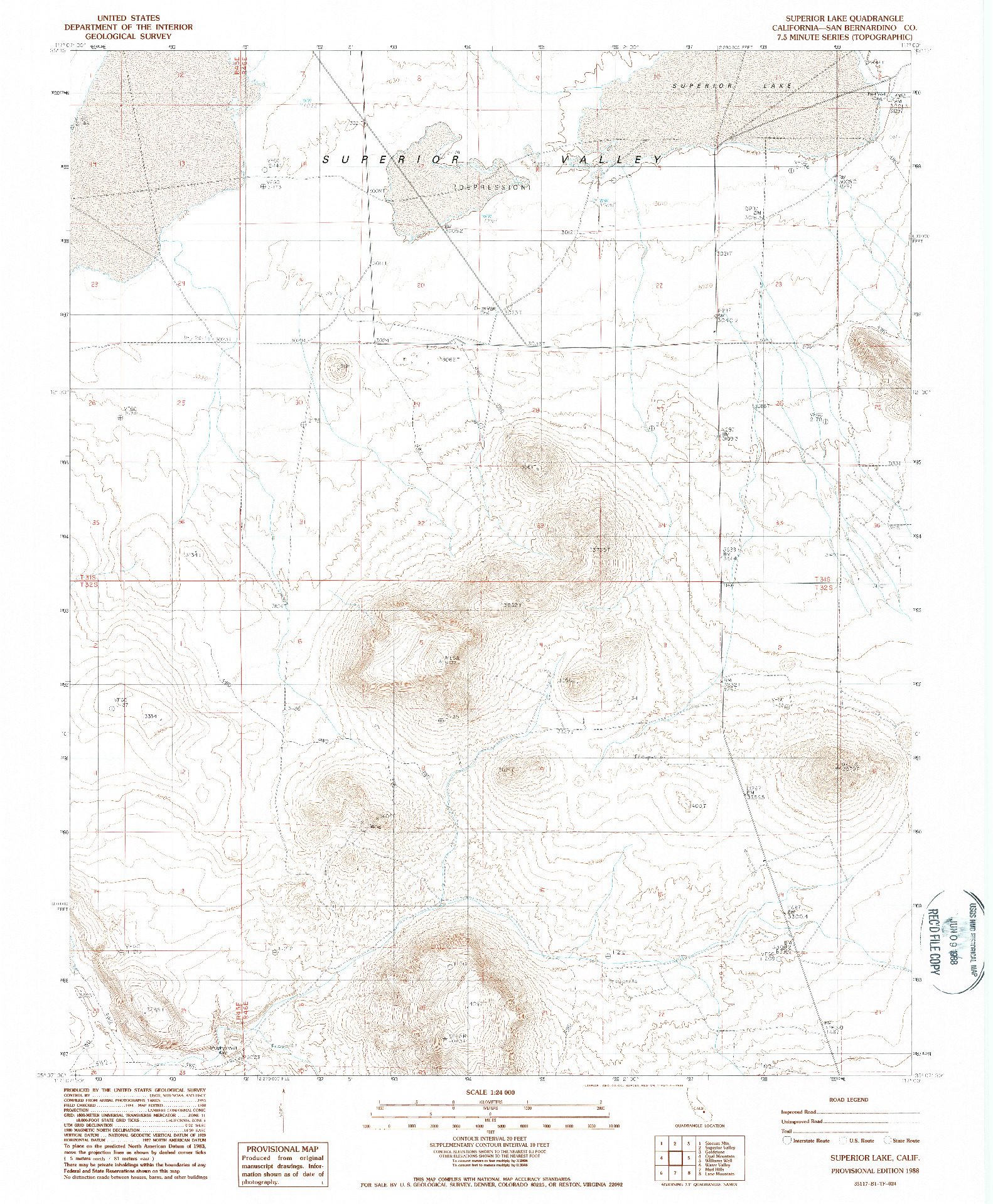 USGS 1:24000-SCALE QUADRANGLE FOR SUPERIOR LAKE, CA 1988