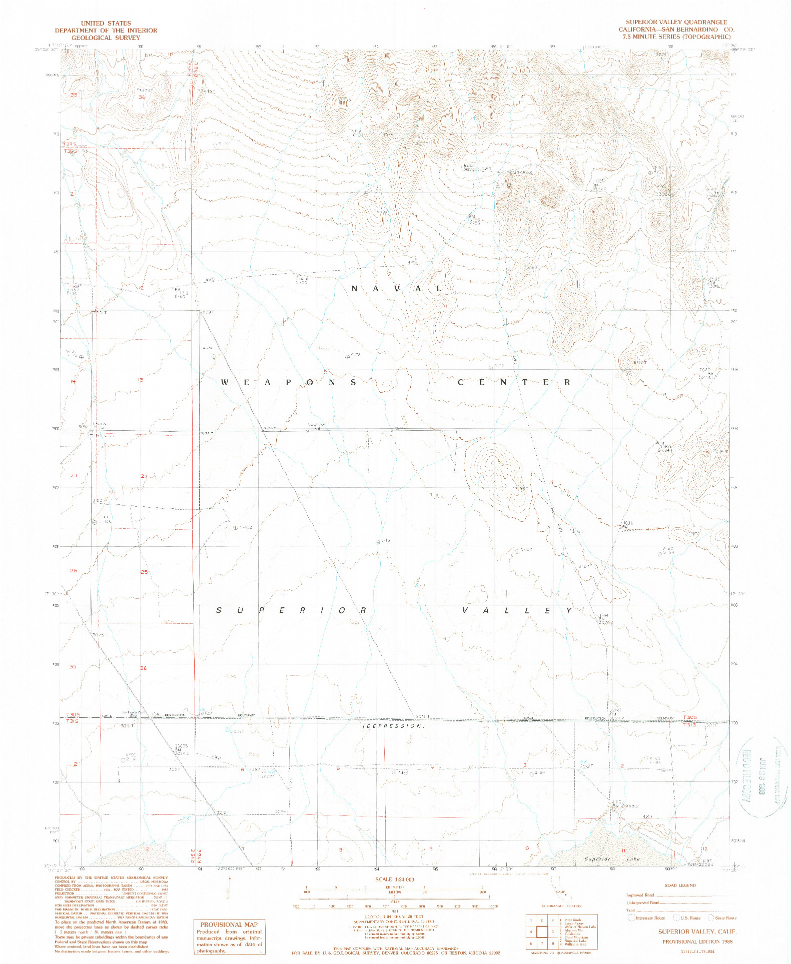 USGS 1:24000-SCALE QUADRANGLE FOR SUPERIOR VALLEY, CA 1988