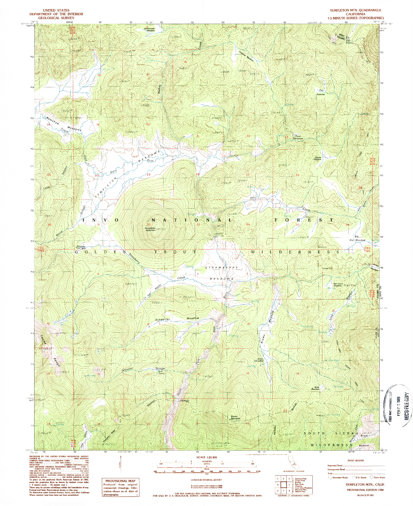 USGS 1:24000-SCALE QUADRANGLE FOR TEMPLETON MTN, CA 1988