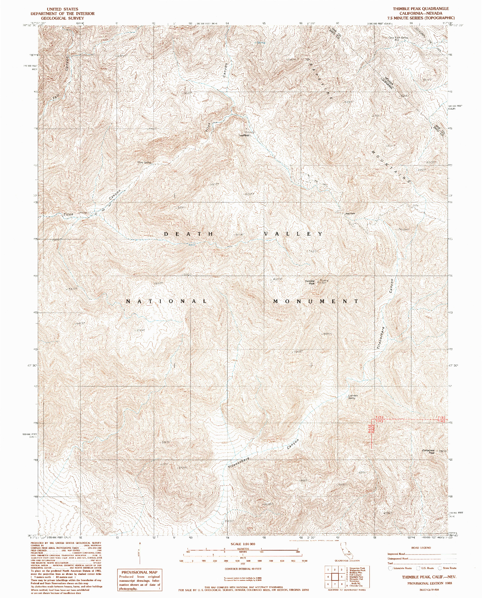 USGS 1:24000-SCALE QUADRANGLE FOR THIMBLE PEAK, CA 1988