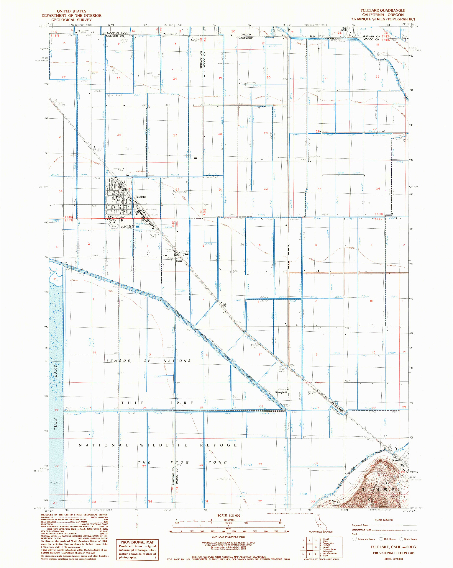 USGS 1:24000-SCALE QUADRANGLE FOR TULELAKE, CA 1988