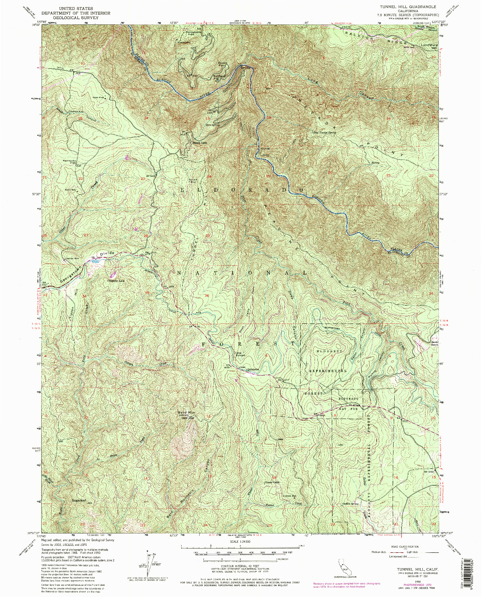 USGS 1:24000-SCALE QUADRANGLE FOR TUNNEL HILL, CA 1950