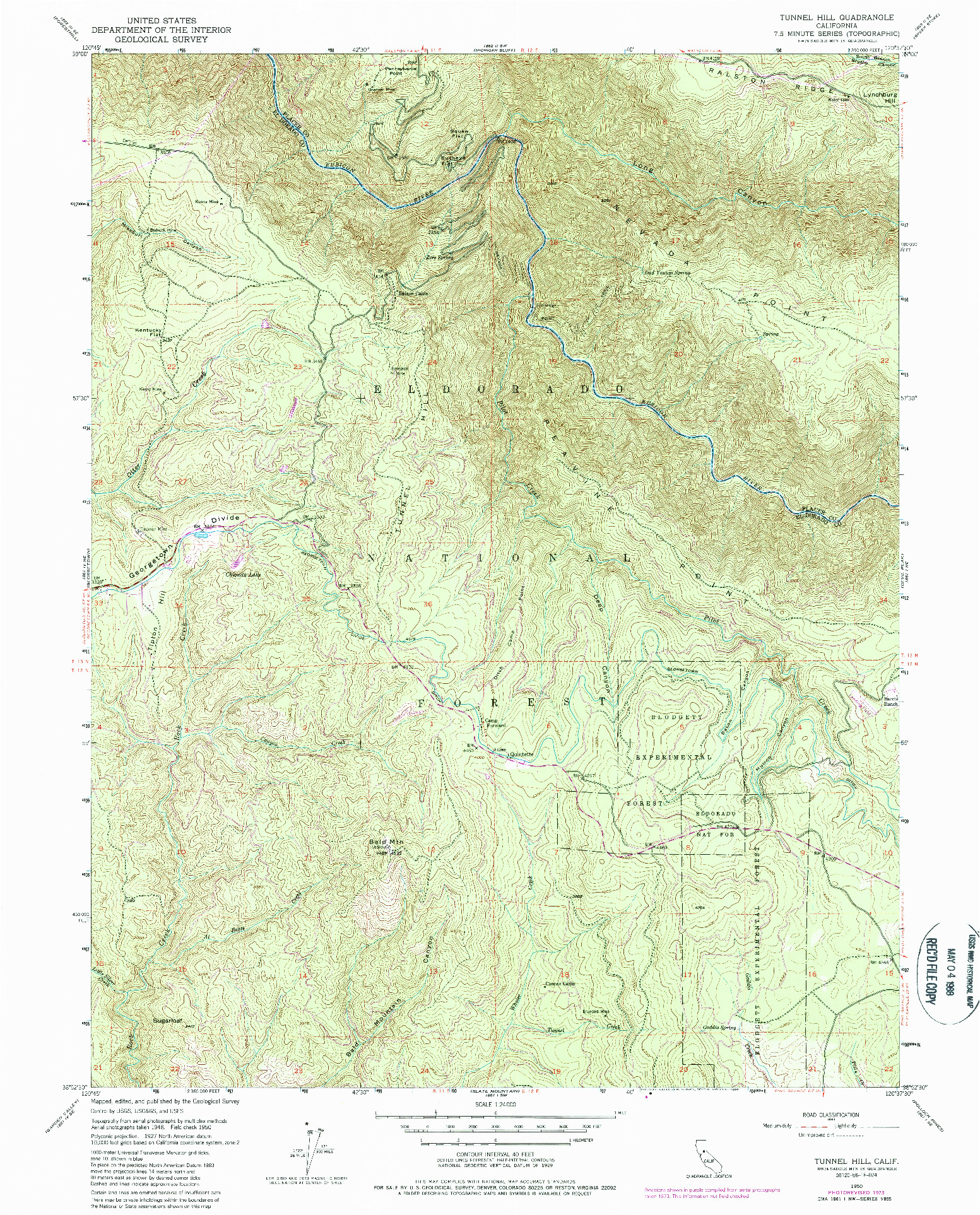 USGS 1:24000-SCALE QUADRANGLE FOR TUNNEL HILL, CA 1950