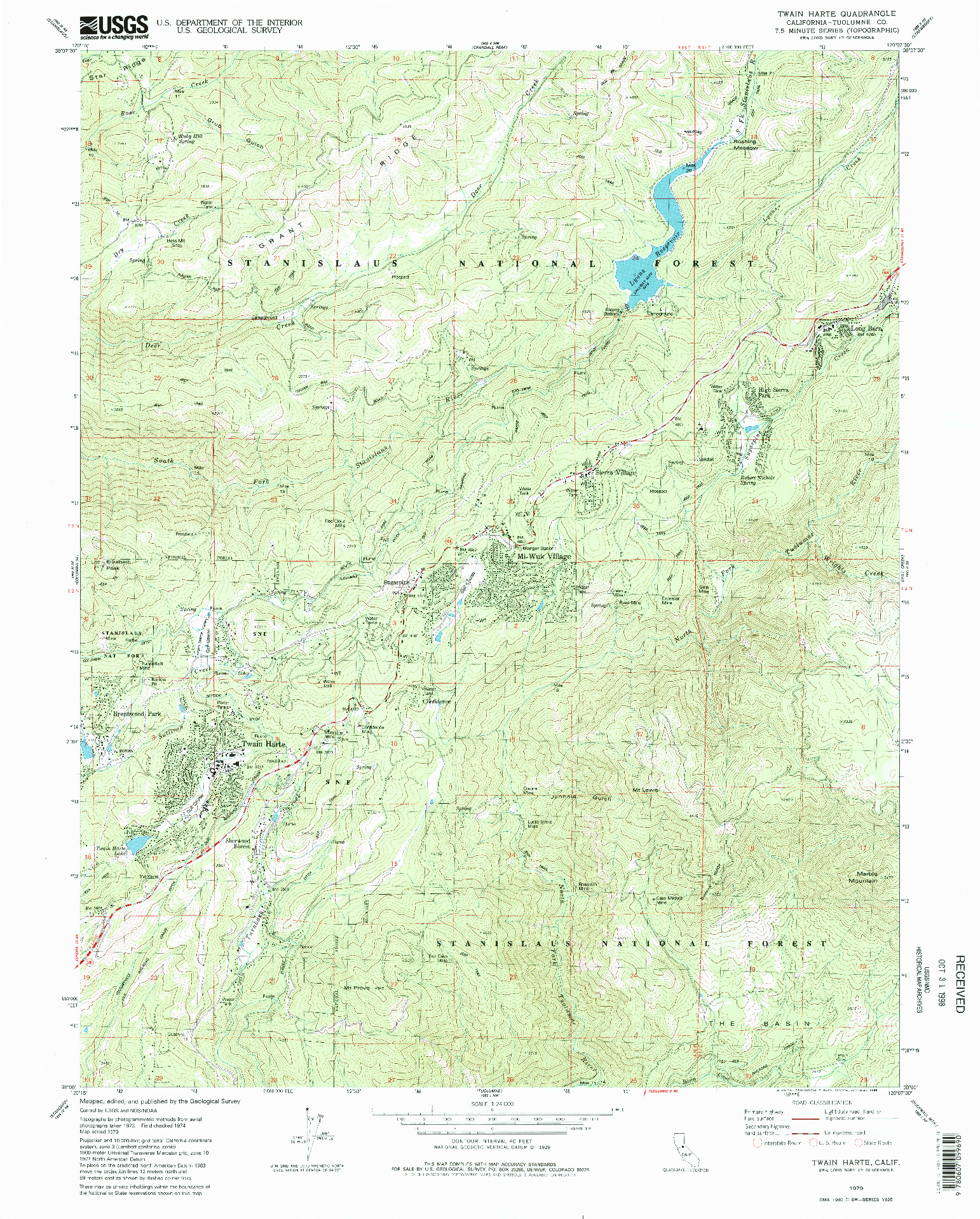 USGS 1:24000-SCALE QUADRANGLE FOR TWAIN HARTE, CA 1979