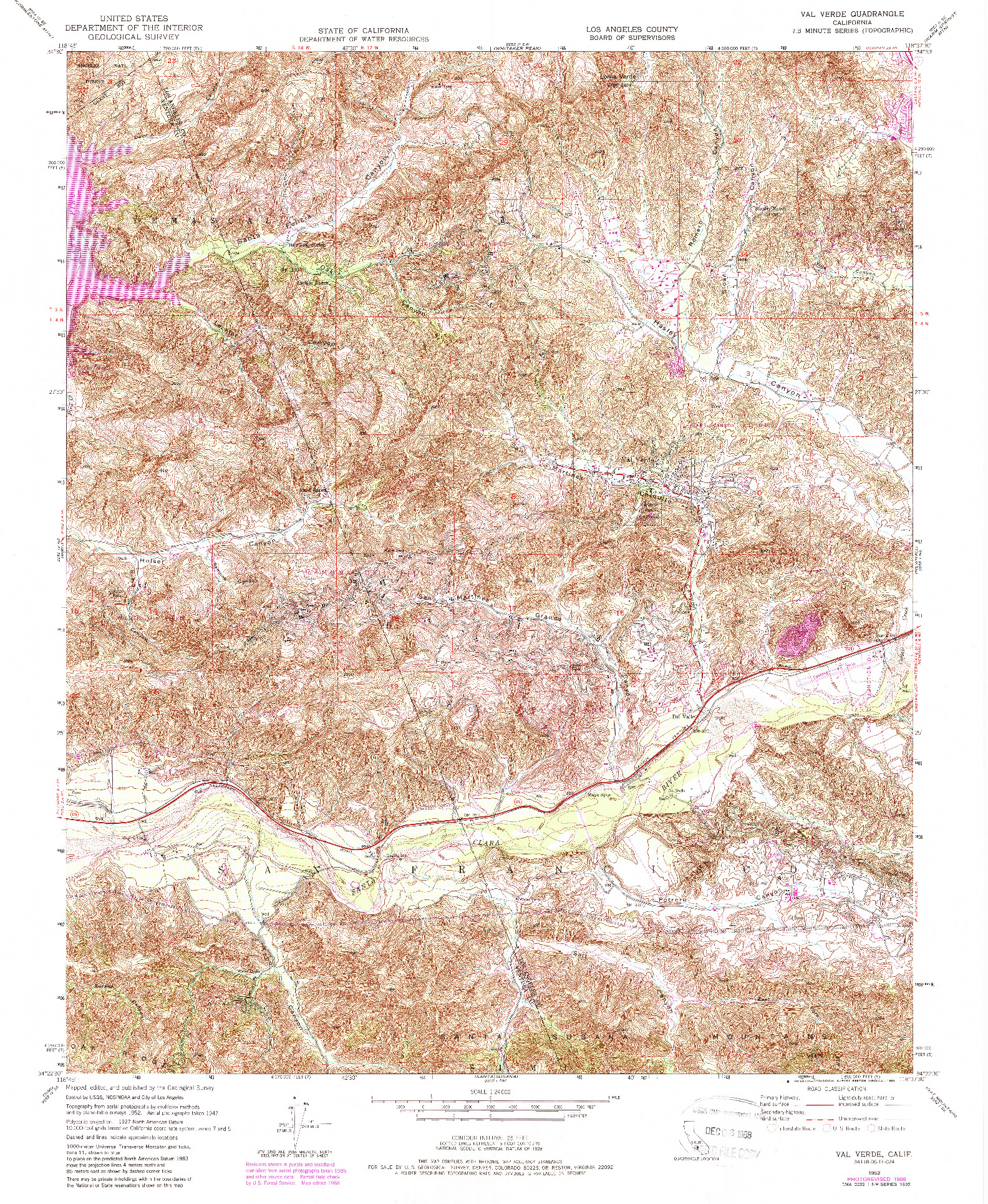 USGS 1:24000-SCALE QUADRANGLE FOR VAL VERDE, CA 1952