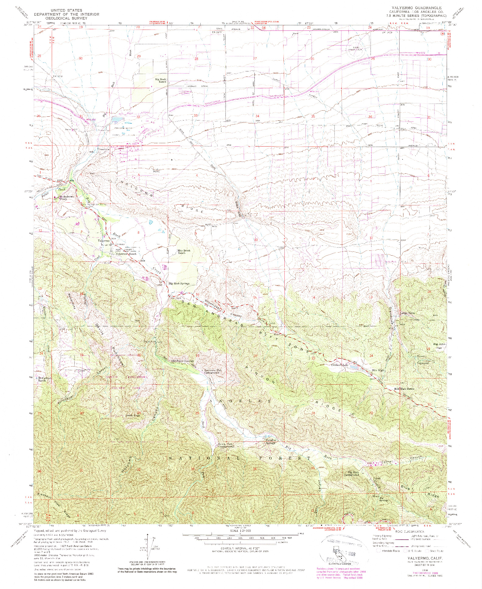 USGS 1:24000-SCALE QUADRANGLE FOR VALYERMO, CA 1958