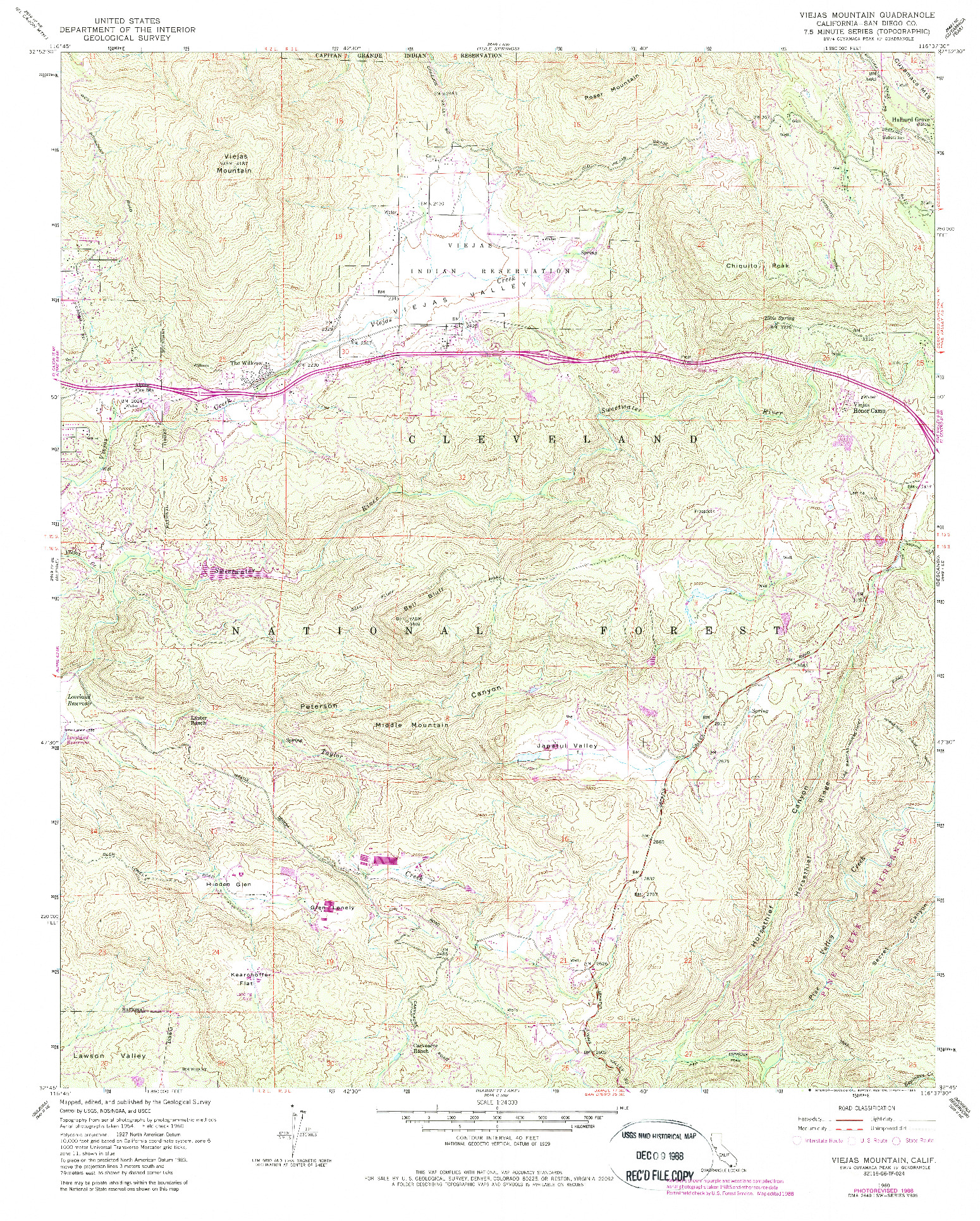 USGS 1:24000-SCALE QUADRANGLE FOR VIEJAS MOUNTAIN, CA 1960