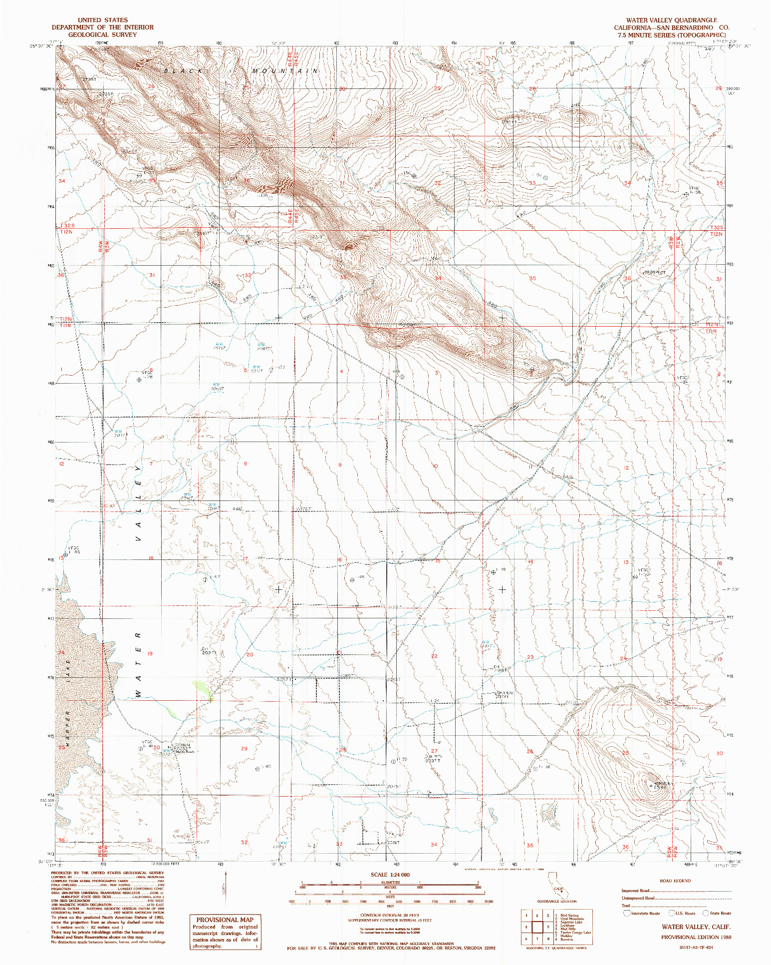USGS 1:24000-SCALE QUADRANGLE FOR WATER VALLEY, CA 1988