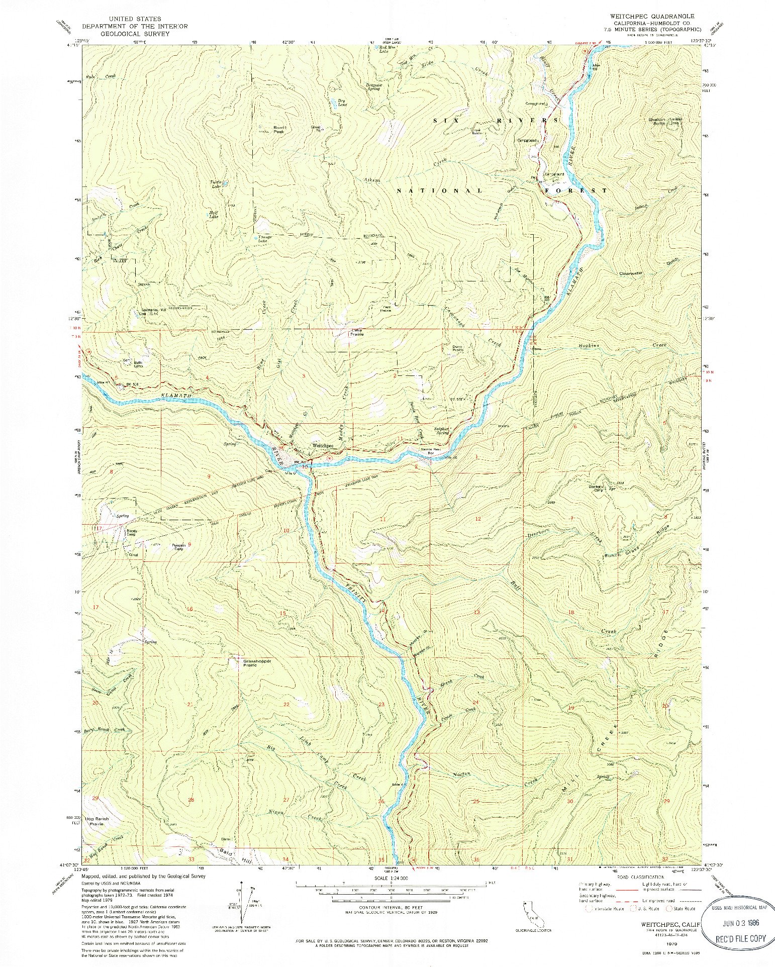 USGS 1:24000-SCALE QUADRANGLE FOR WEITCHPEC, CA 1979