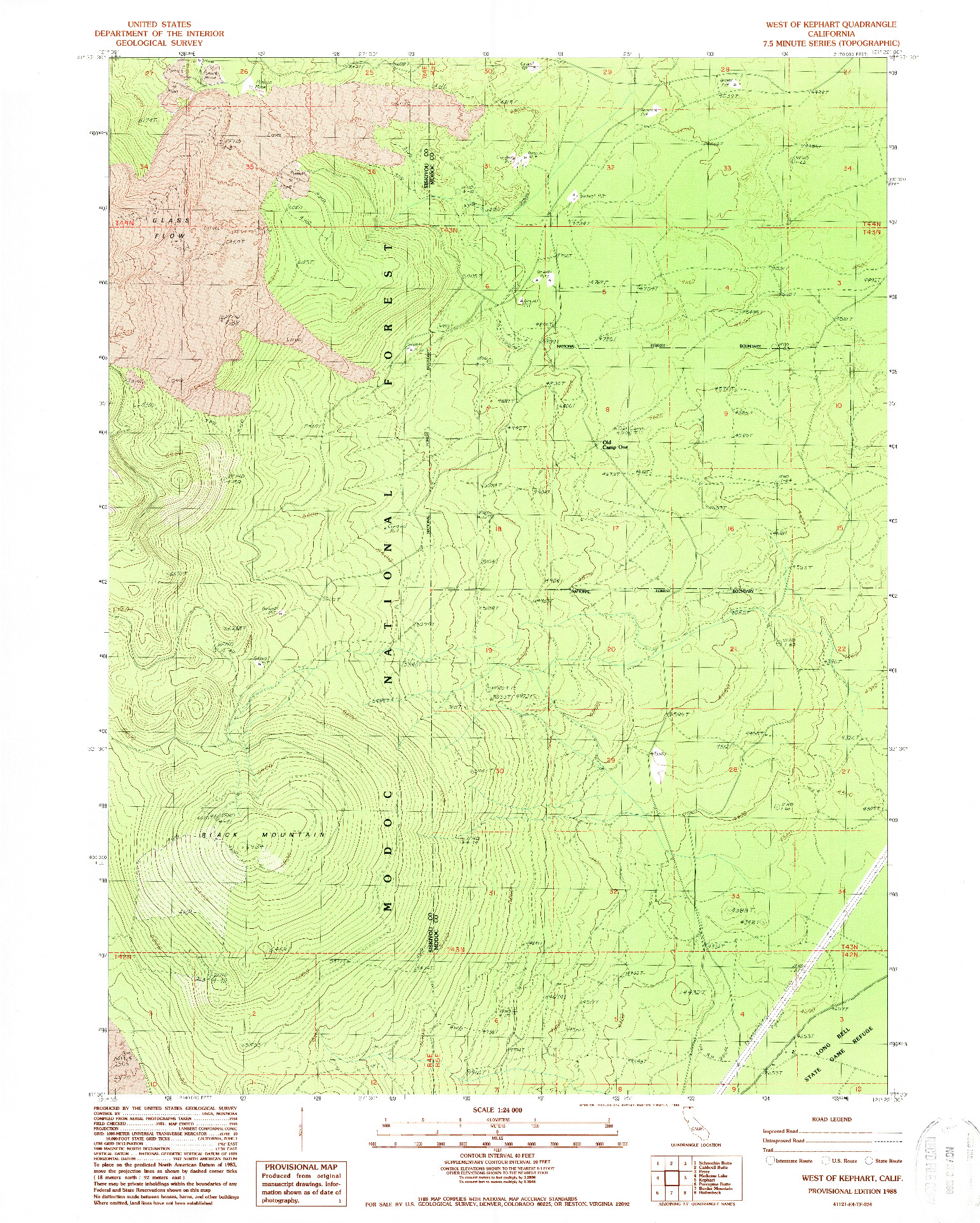 USGS 1:24000-SCALE QUADRANGLE FOR WEST OF KEPHART, CA 1988