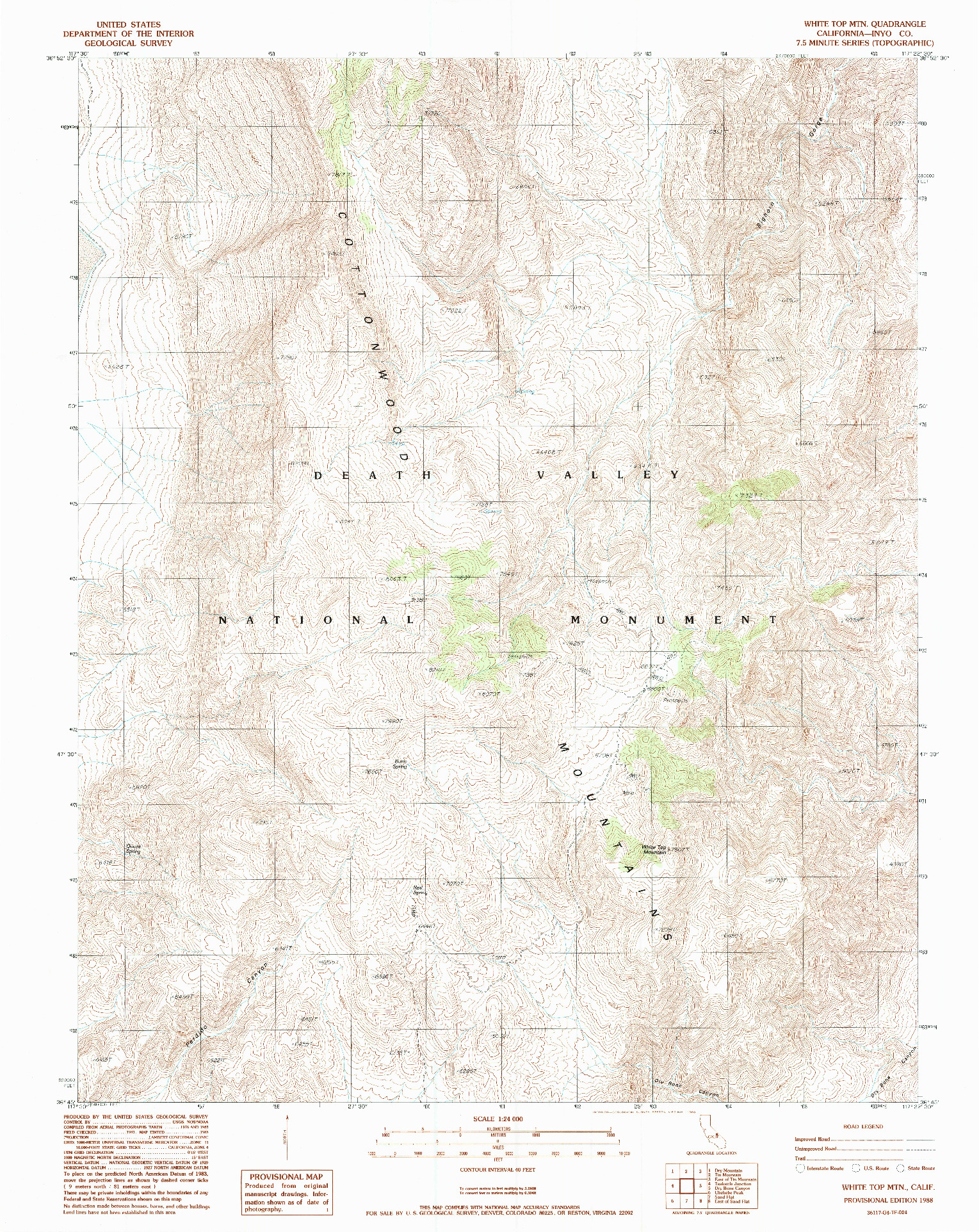USGS 1:24000-SCALE QUADRANGLE FOR WHITE TOP MTN, CA 1988