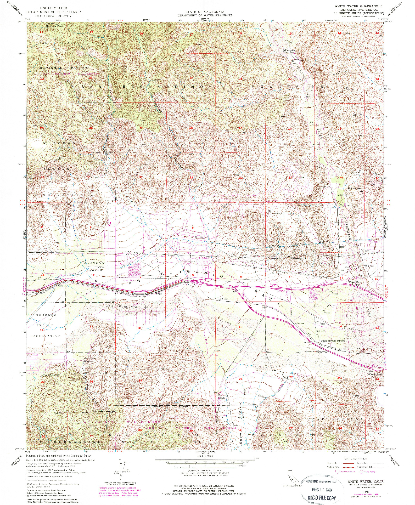 USGS 1:24000-SCALE QUADRANGLE FOR WHITE WATER, CA 1955