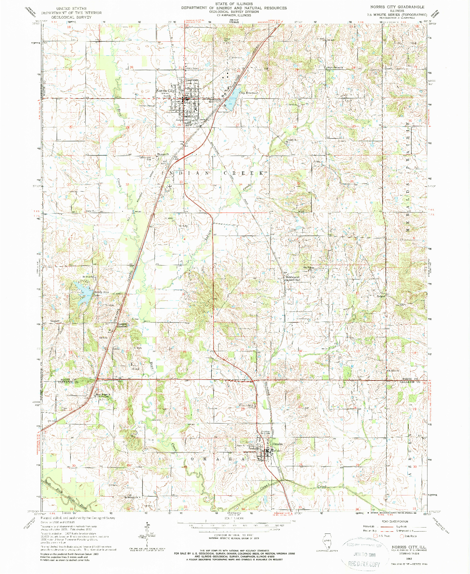 USGS 1:24000-SCALE QUADRANGLE FOR NORRIS CITY, IL 1963