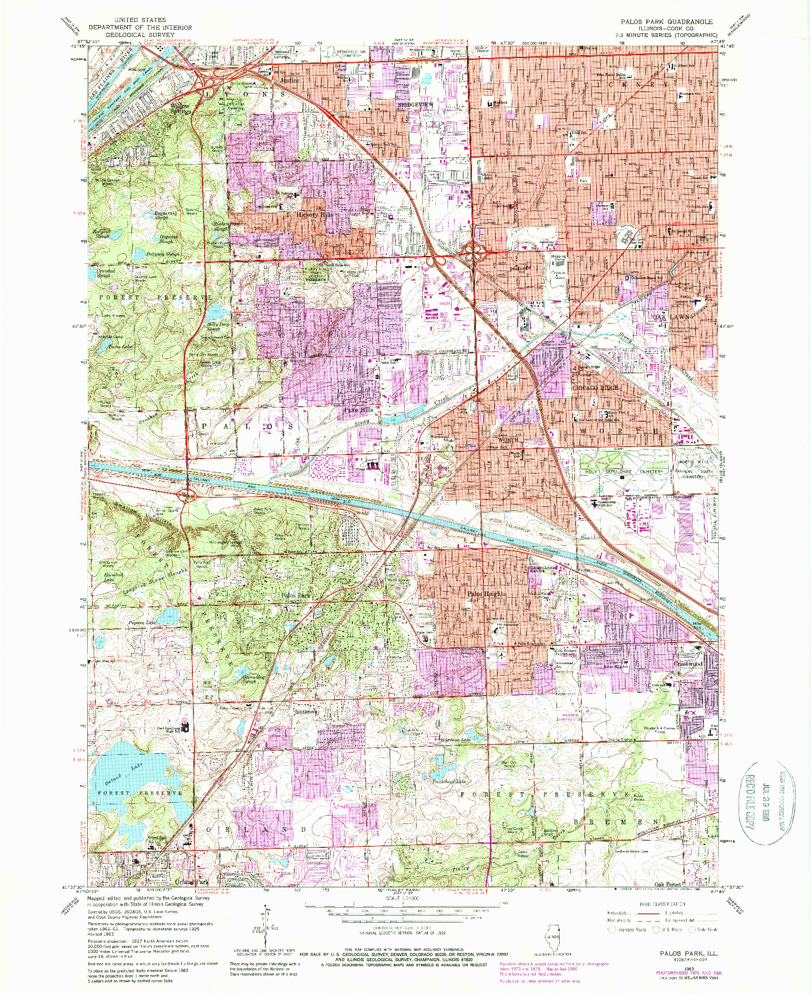 USGS 1:24000-SCALE QUADRANGLE FOR PALOS PARK, IL 1963