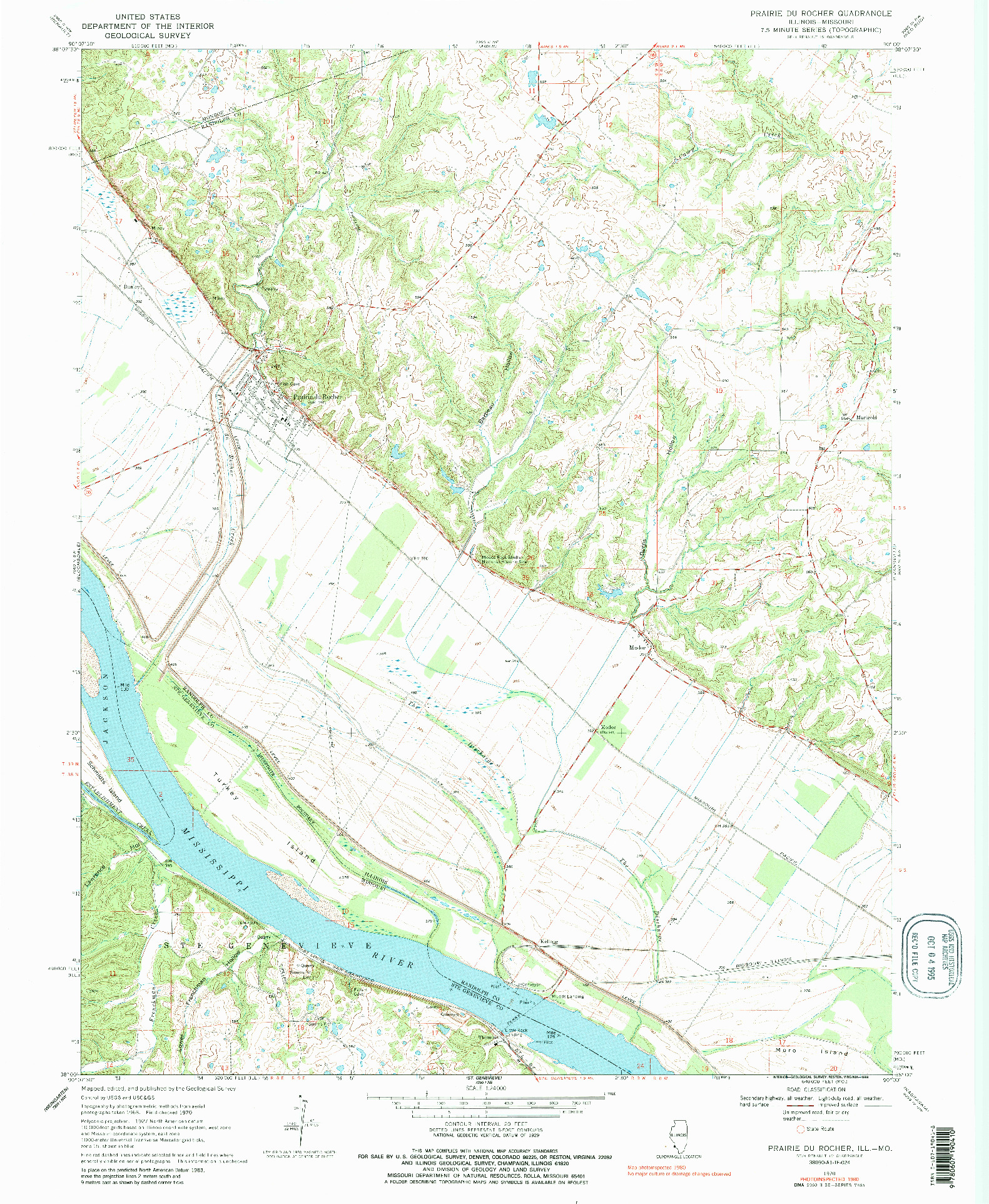 USGS 1:24000-SCALE QUADRANGLE FOR PRAIRIE DU ROCHER, IL 1970