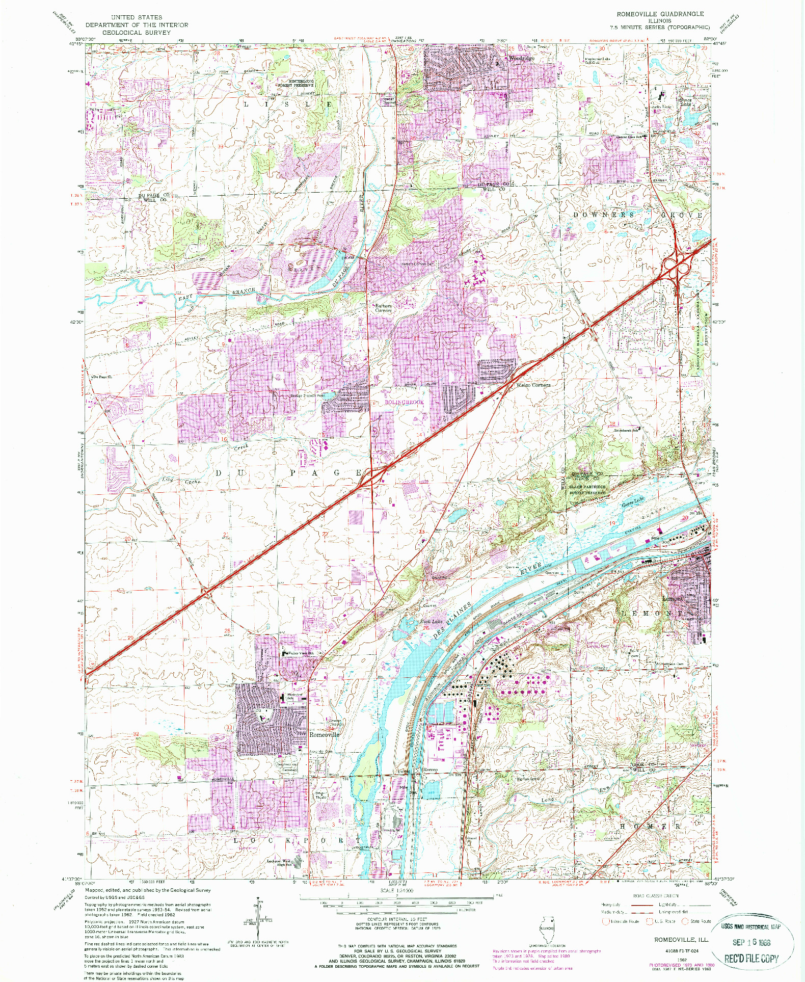 USGS 1:24000-SCALE QUADRANGLE FOR ROMEOVILLE, IL 1962