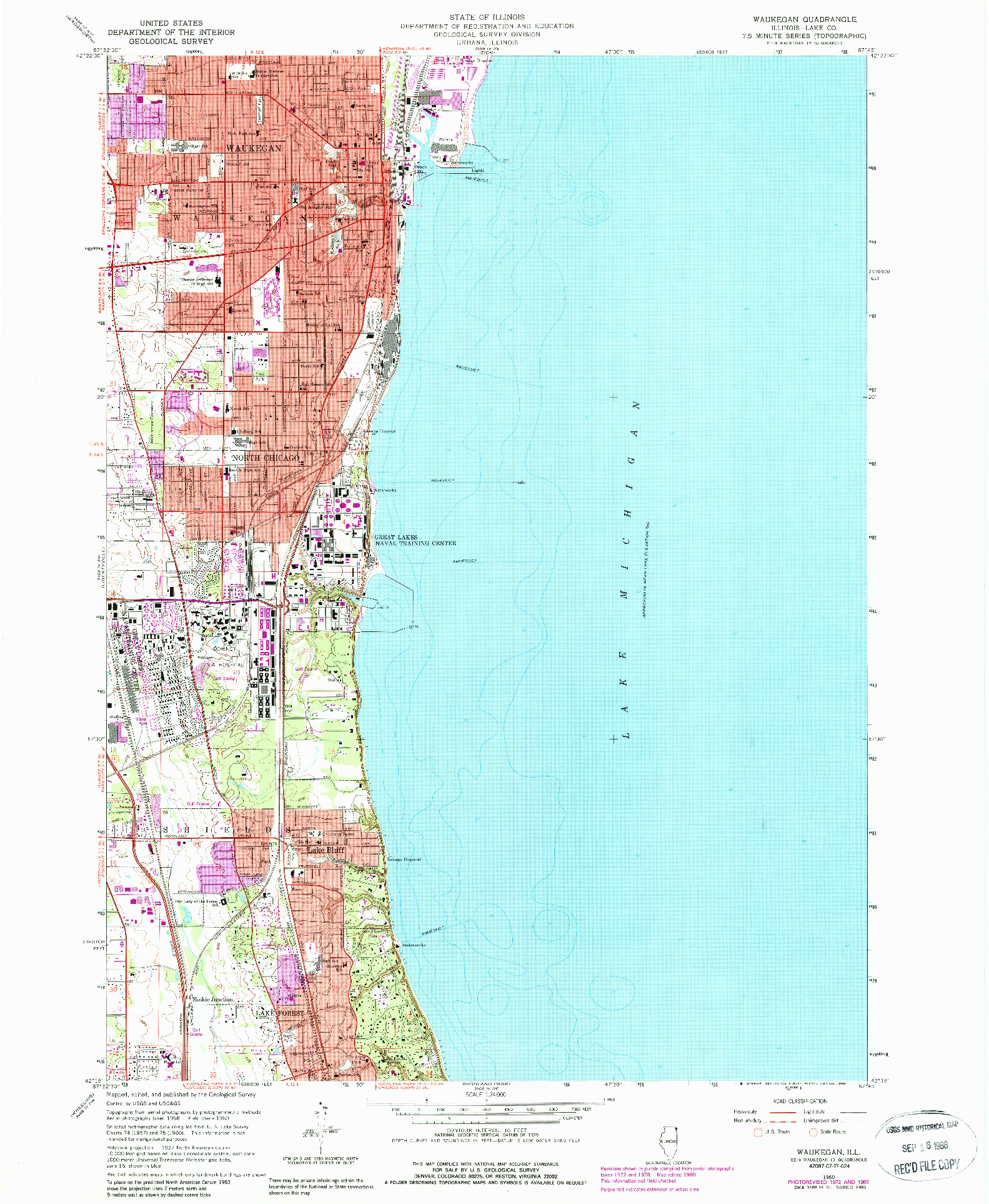 USGS 1:24000-SCALE QUADRANGLE FOR WAUKEGAN, IL 1960