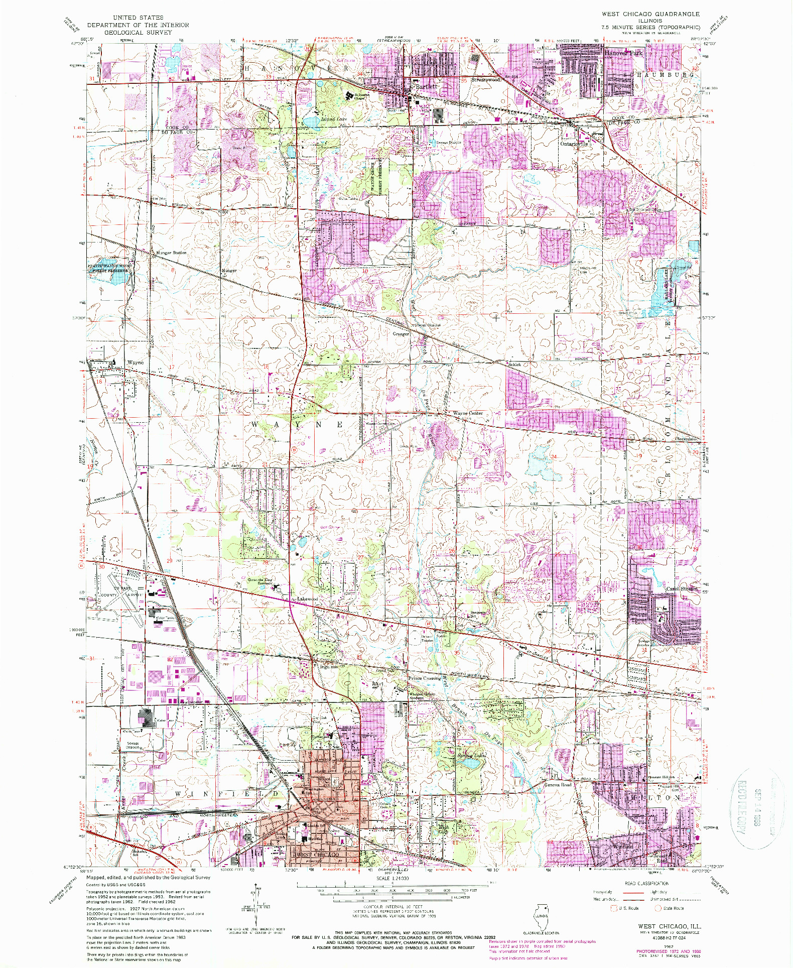 USGS 1:24000-SCALE QUADRANGLE FOR WEST CHICAGO, IL 1962