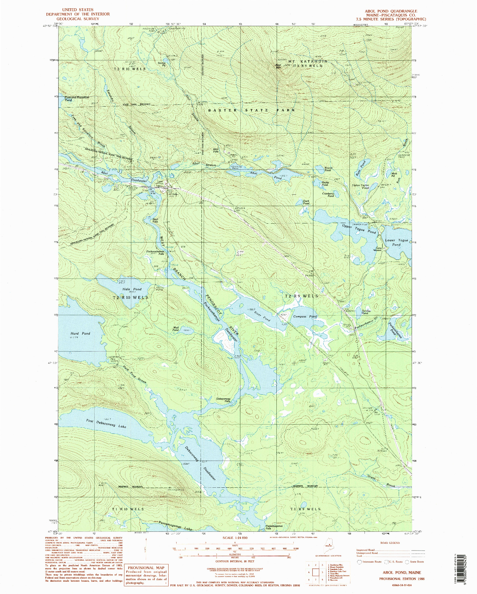 USGS 1:24000-SCALE QUADRANGLE FOR ABOL POND, ME 1988