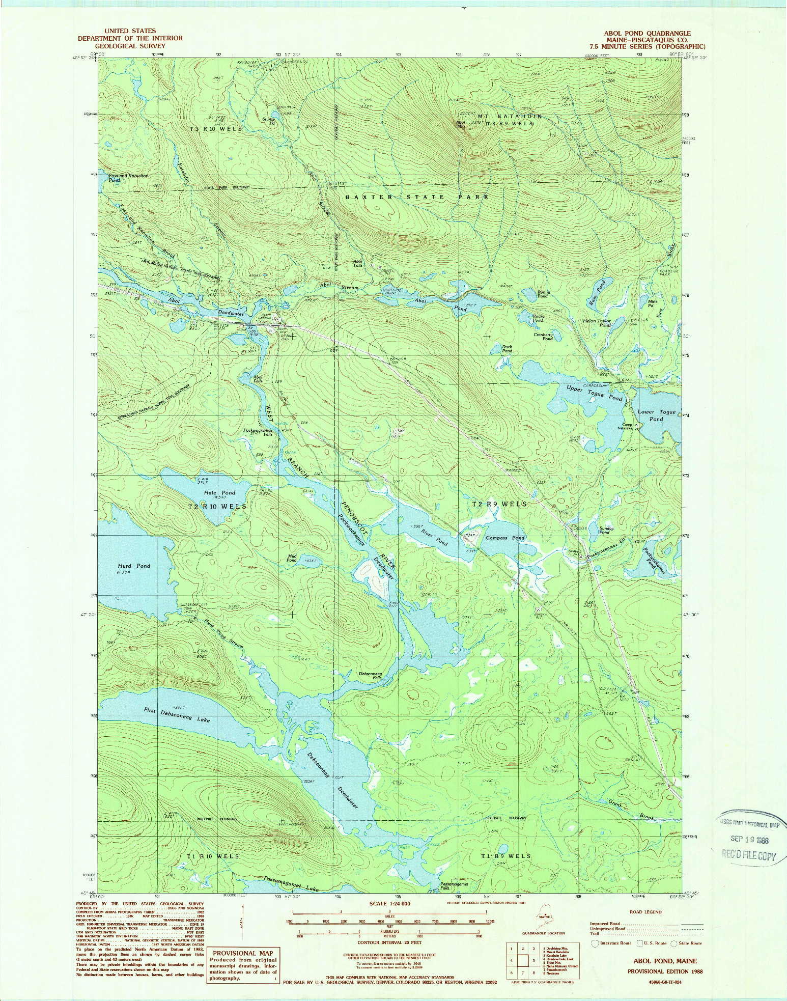 USGS 1:24000-SCALE QUADRANGLE FOR ABOL POND, ME 1988