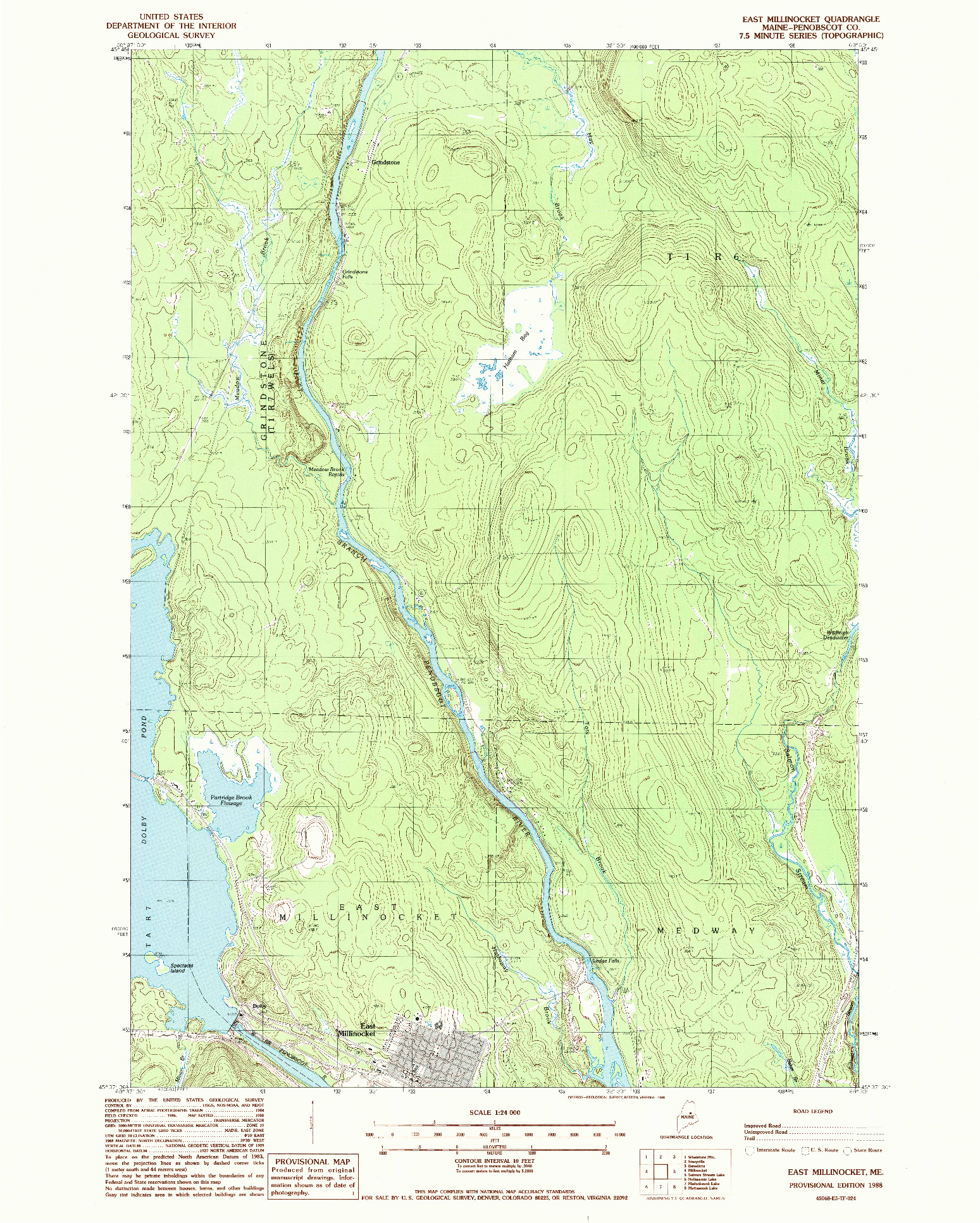 USGS 1:24000-SCALE QUADRANGLE FOR EAST MILLINOCKET, ME 1988