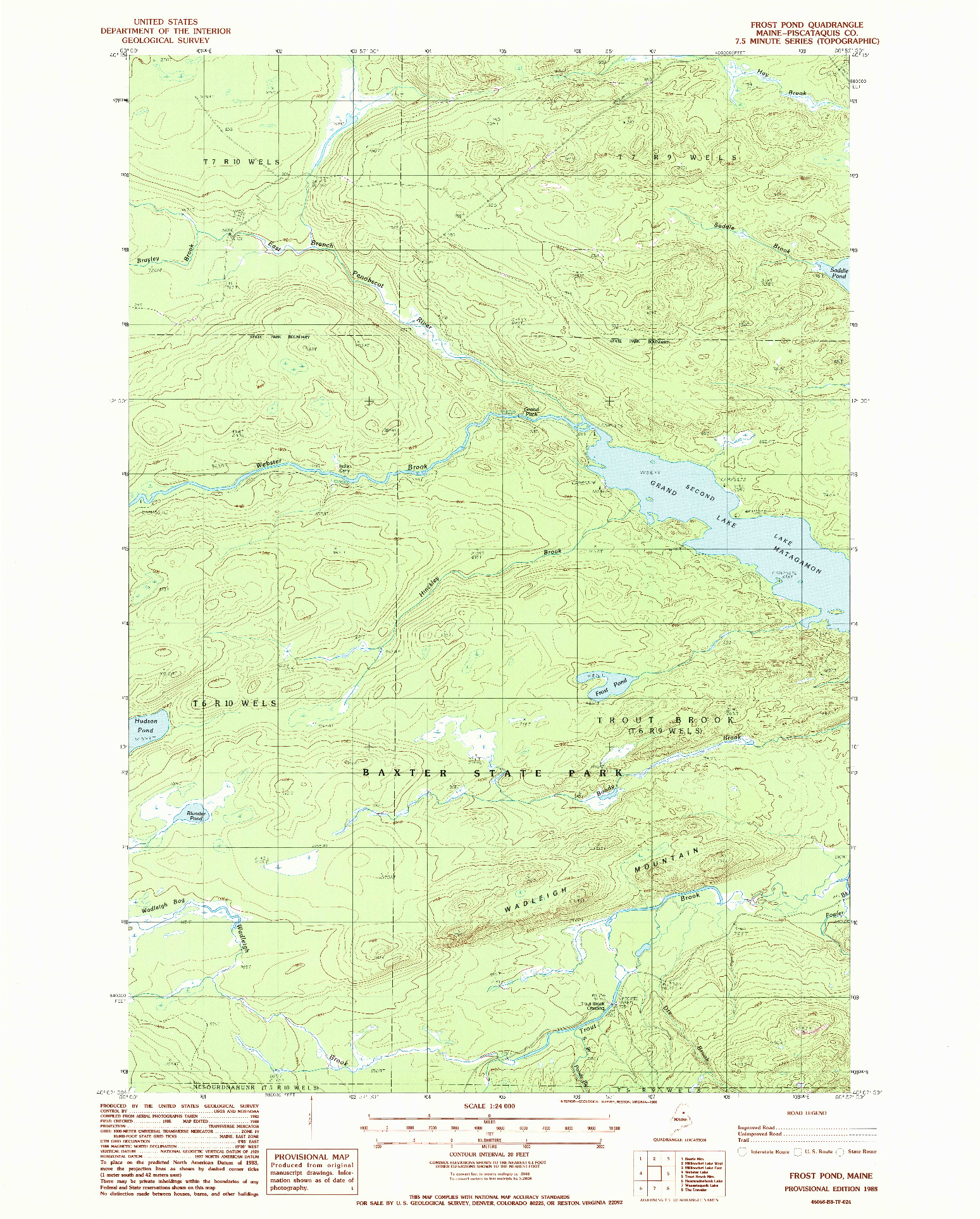 USGS 1:24000-SCALE QUADRANGLE FOR FROST POND, ME 1988
