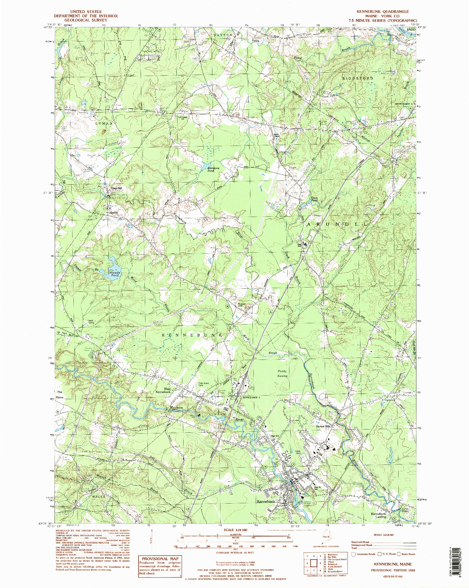 USGS 1:24000-SCALE QUADRANGLE FOR KENNEBUNK, ME 1983