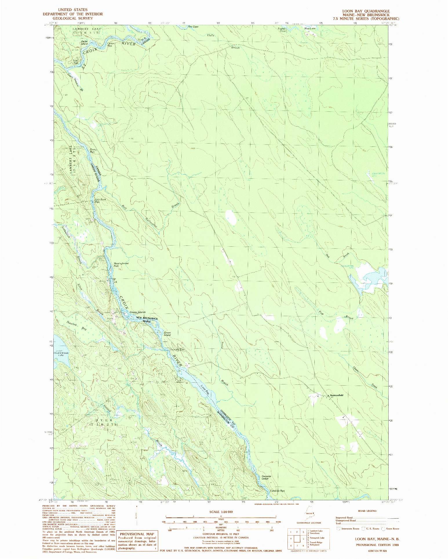 USGS 1:24000-SCALE QUADRANGLE FOR LOON BAY, ME 1988