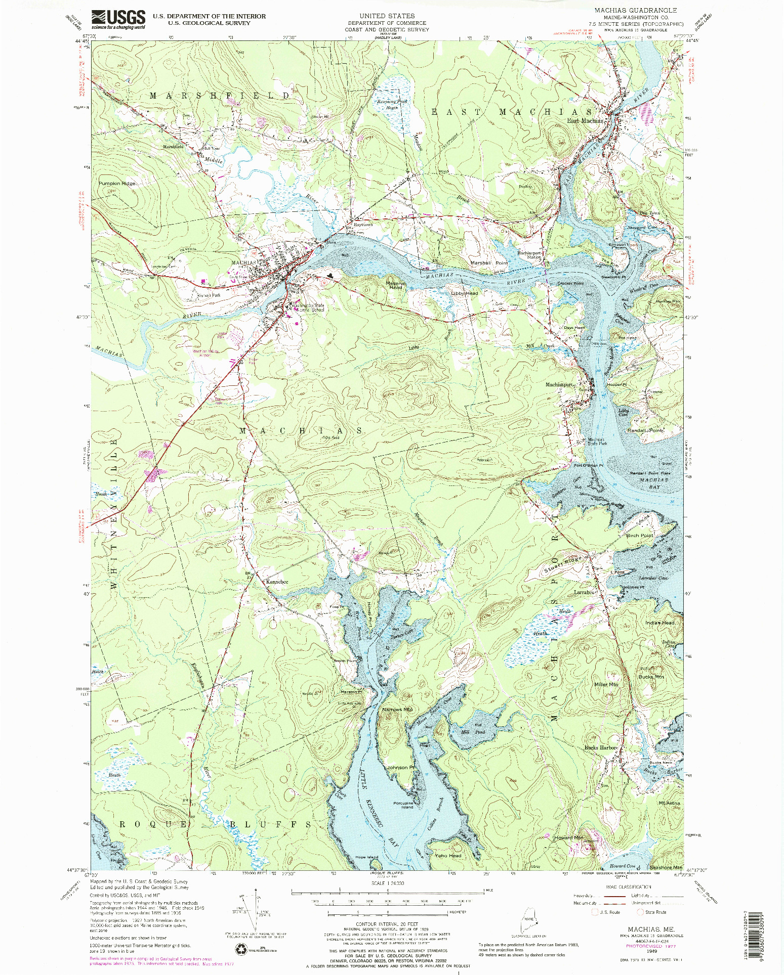 USGS 1:24000-SCALE QUADRANGLE FOR MACHIAS, ME 1949