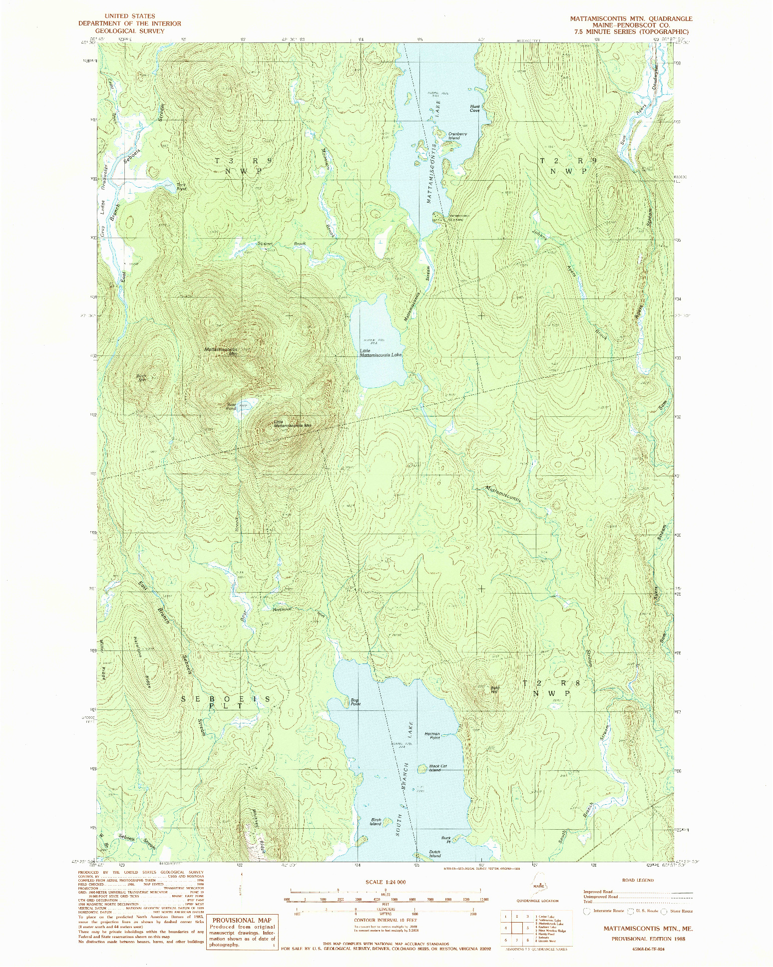 USGS 1:24000-SCALE QUADRANGLE FOR MATTAMISCONTIS MTN, ME 1988