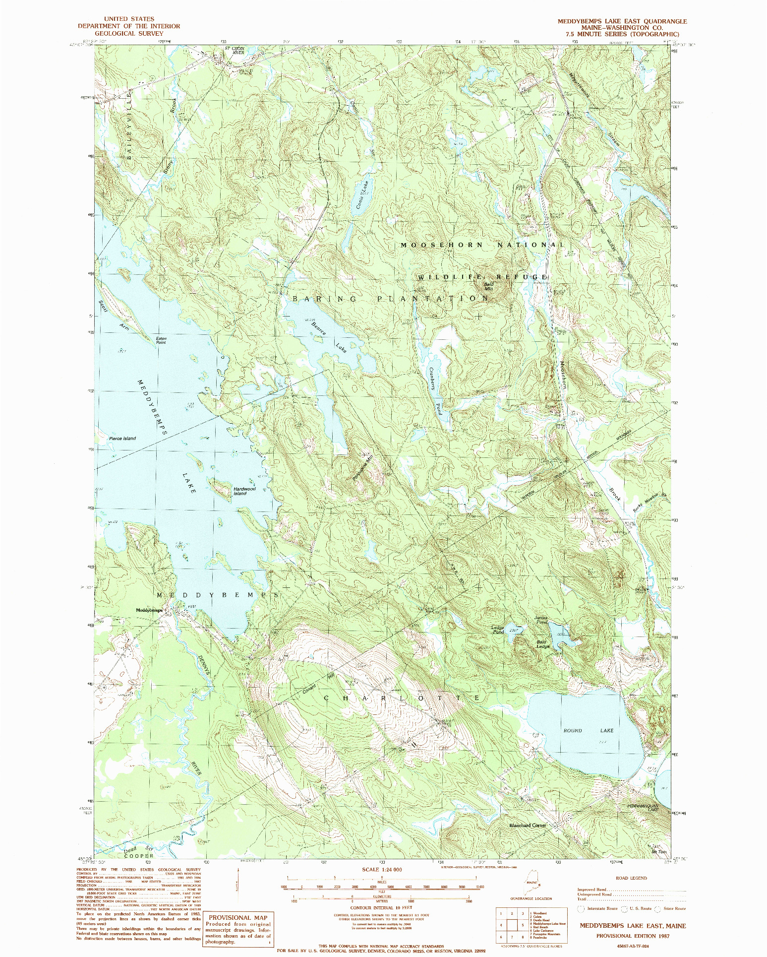 USGS 1:24000-SCALE QUADRANGLE FOR MEDDYBEMPS LAKE EAST, ME 1987