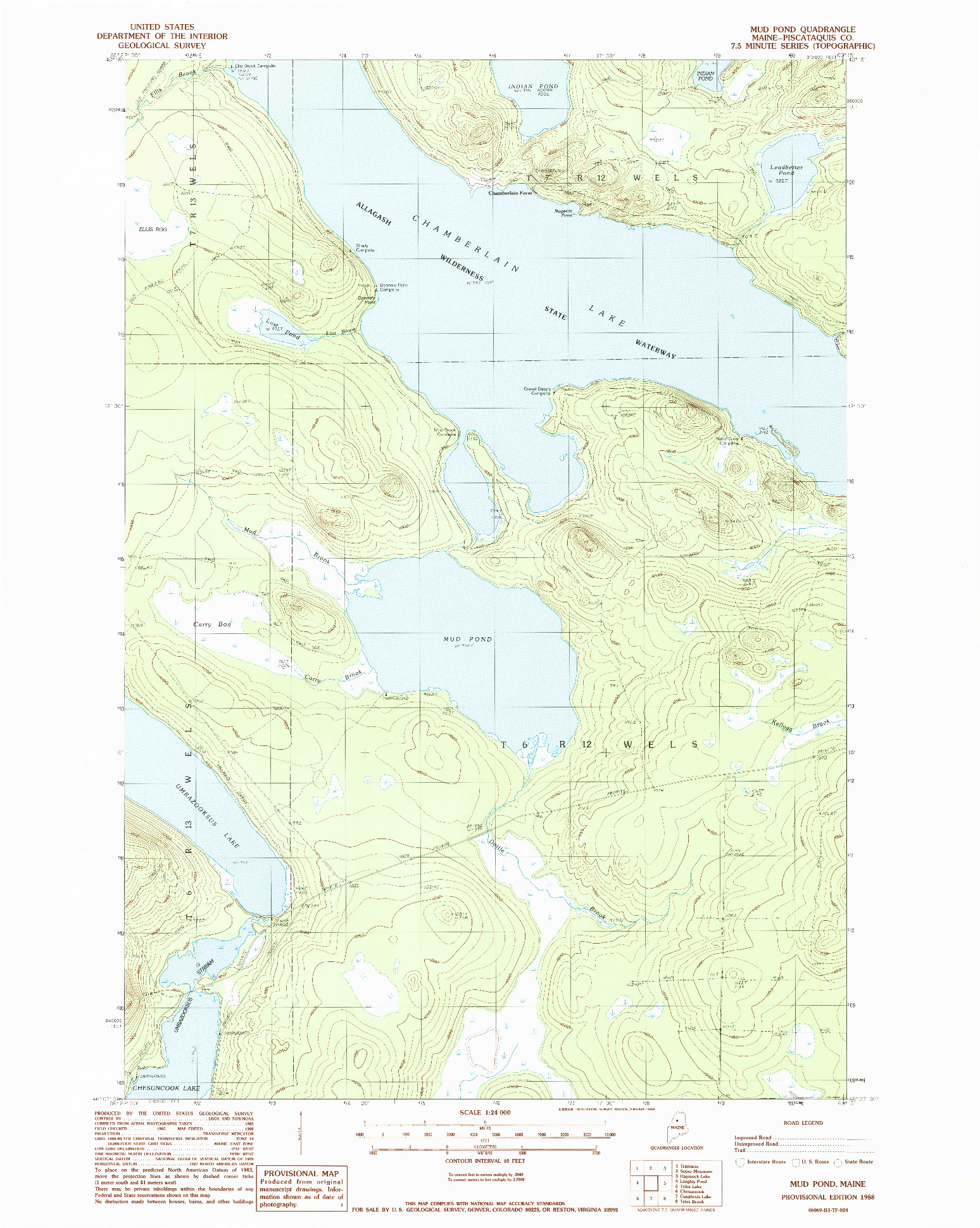 USGS 1:24000-SCALE QUADRANGLE FOR MUD POND, ME 1988