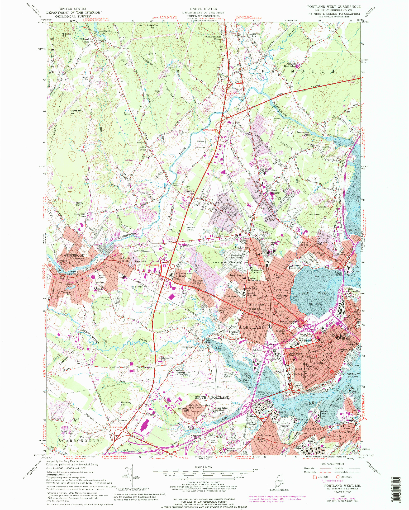 USGS 1:24000-SCALE QUADRANGLE FOR PORTLAND WEST, ME 1956