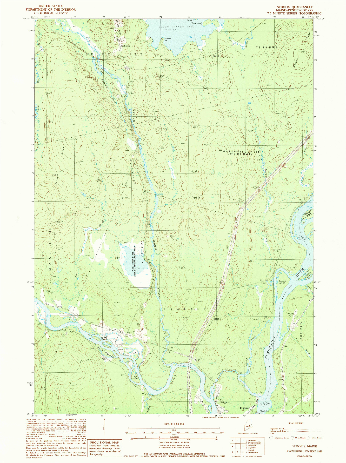 USGS 1:24000-SCALE QUADRANGLE FOR SEBOEIS, ME 1988