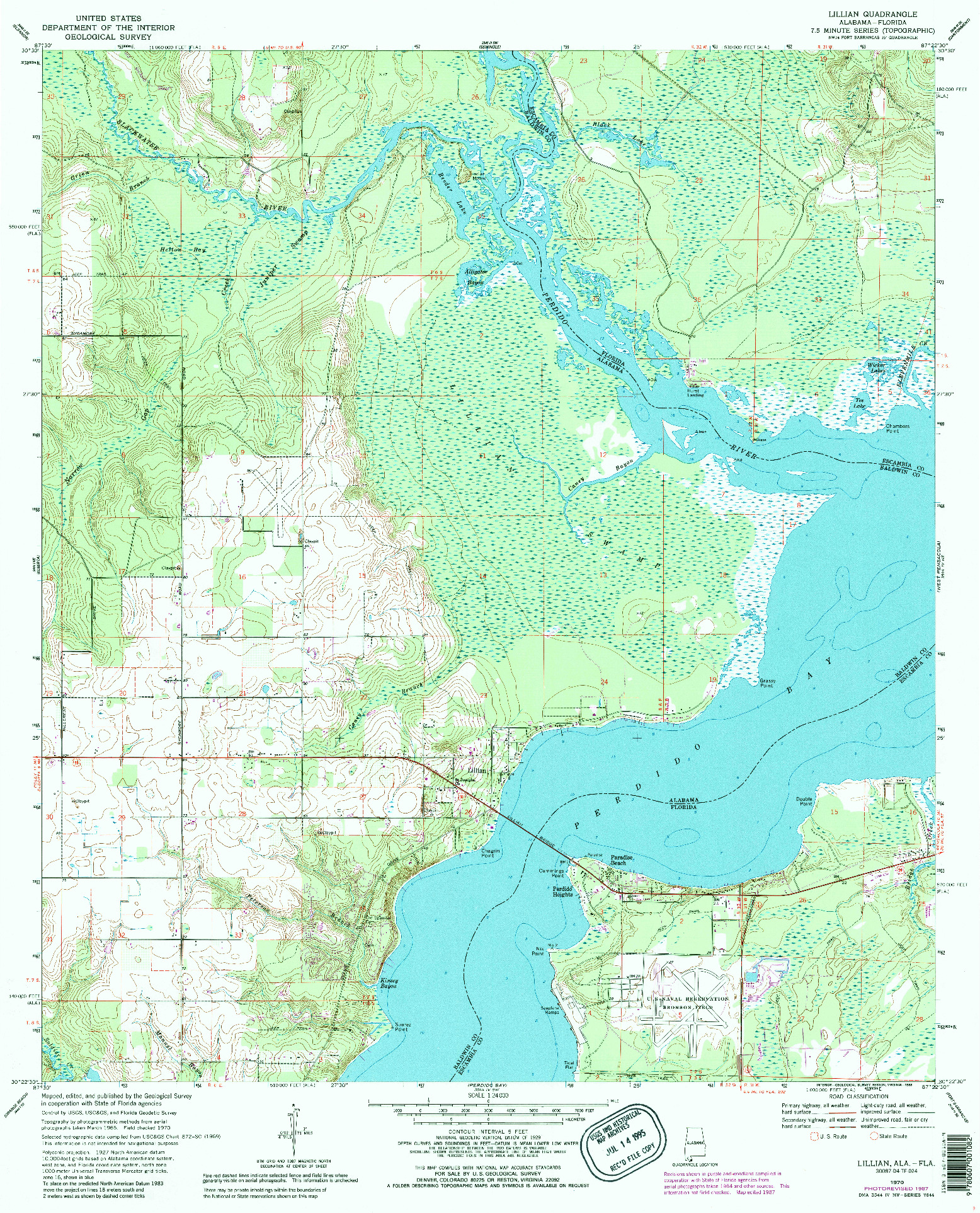 USGS 1:24000-SCALE QUADRANGLE FOR LILLIAN, AL 1970