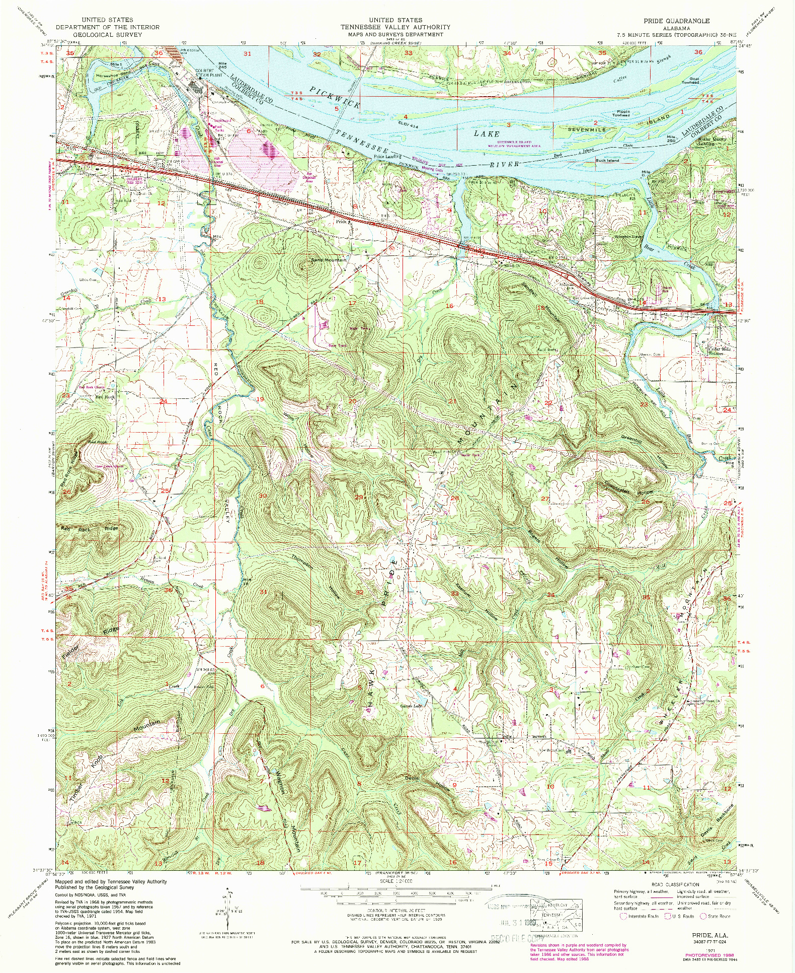 USGS 1:24000-SCALE QUADRANGLE FOR PRIDE, AL 1971