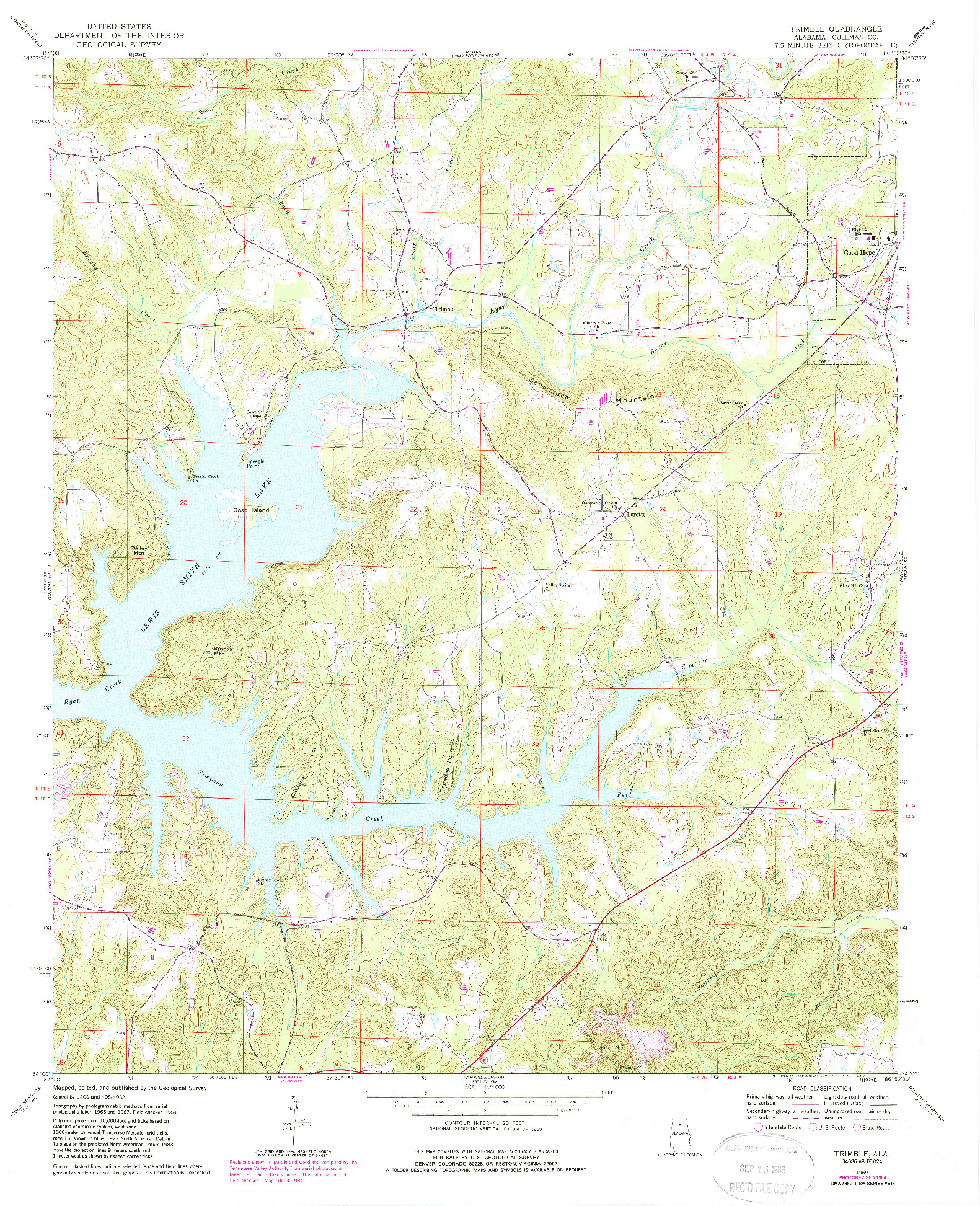 USGS 1:24000-SCALE QUADRANGLE FOR TRIMBLE, AL 1969
