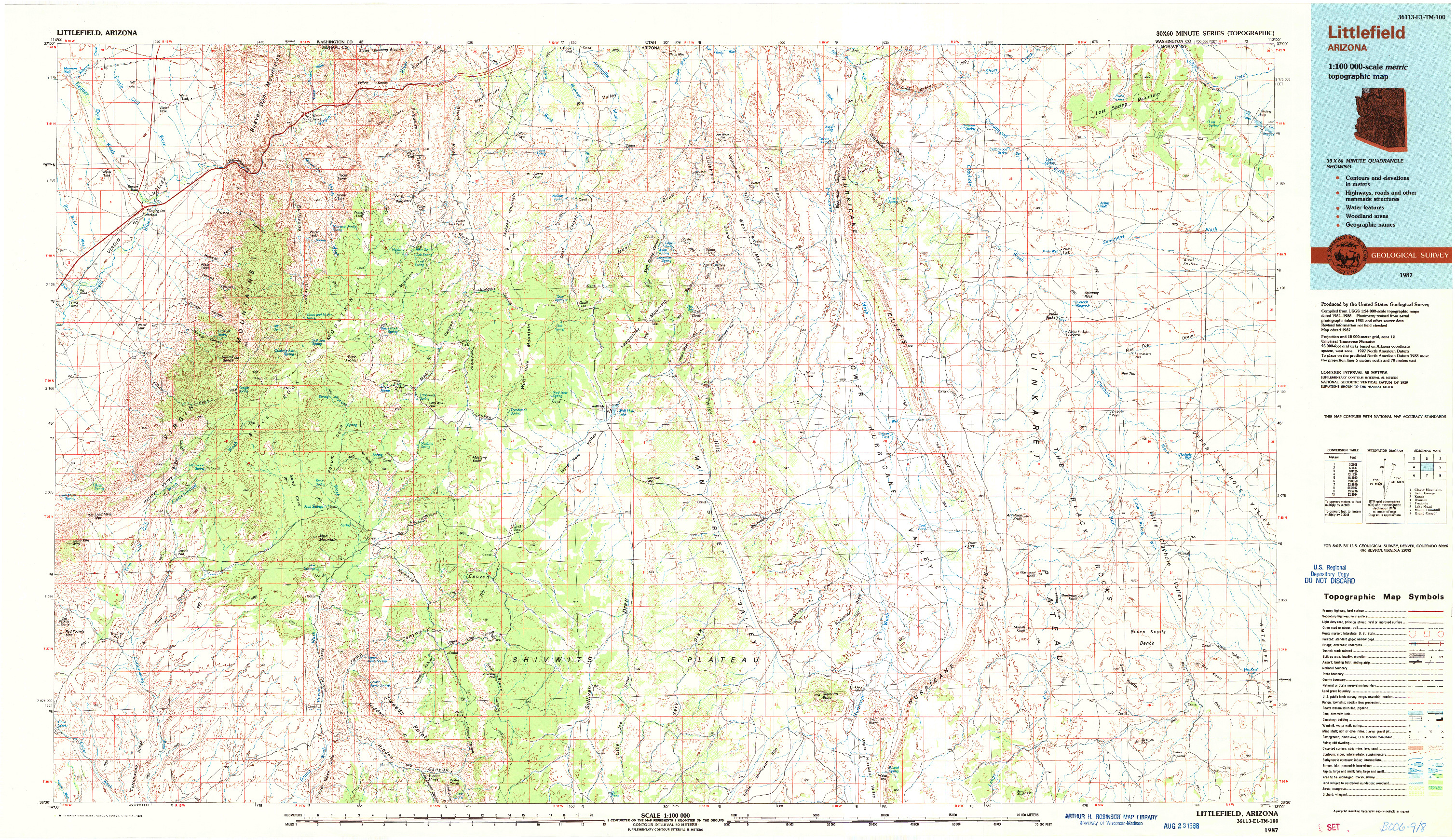 USGS 1:100000-SCALE QUADRANGLE FOR LITTLEFIELD, AZ 1987