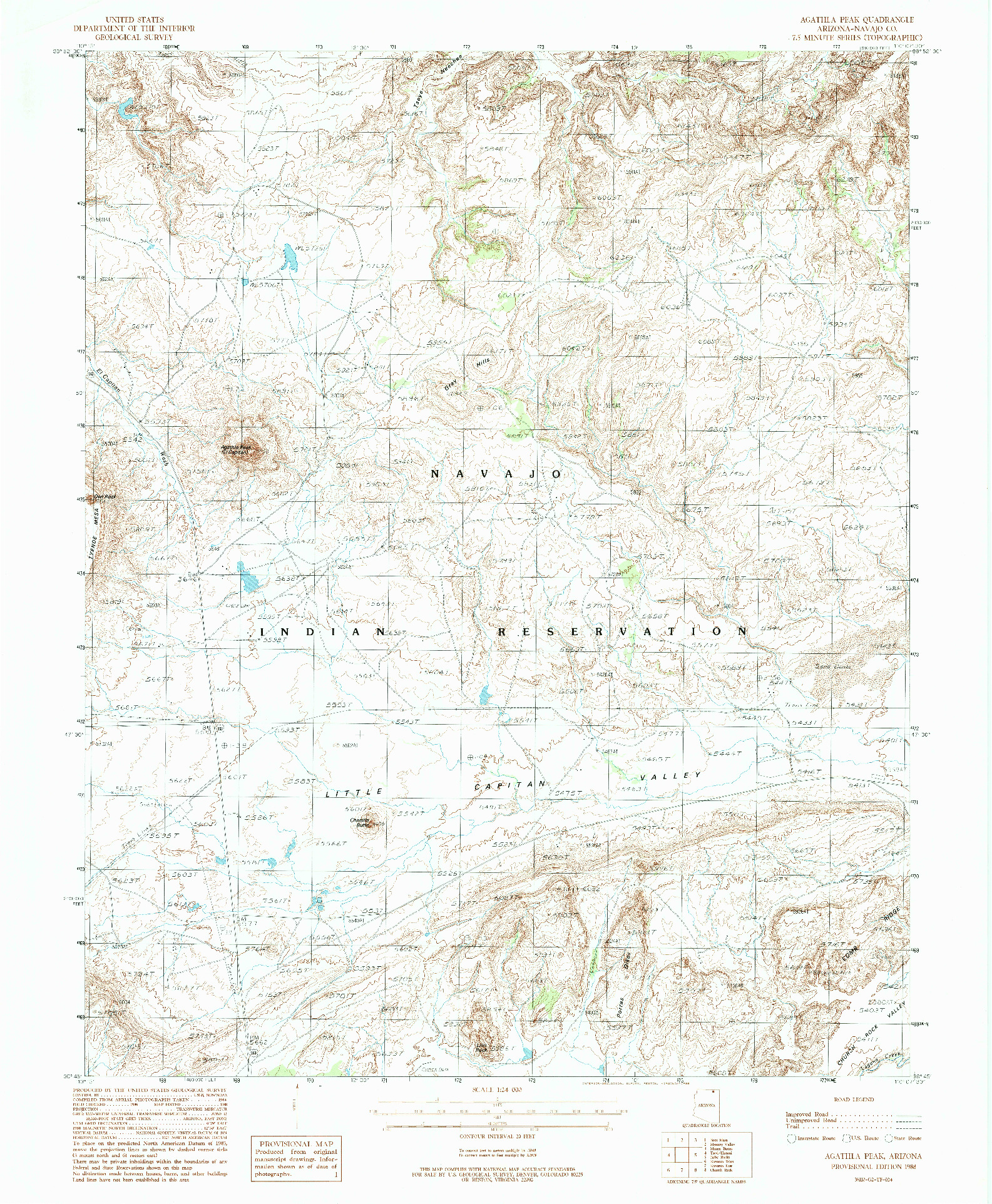USGS 1:24000-SCALE QUADRANGLE FOR AGATHLA PEAK, AZ 1988