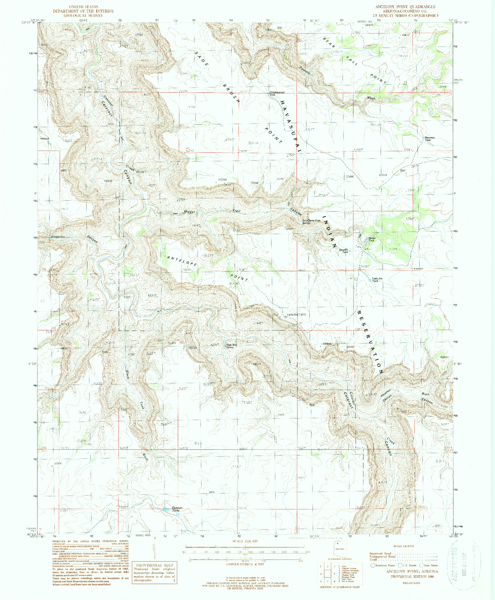 USGS 1:24000-SCALE QUADRANGLE FOR ANTELOPE POINT, AZ 1988