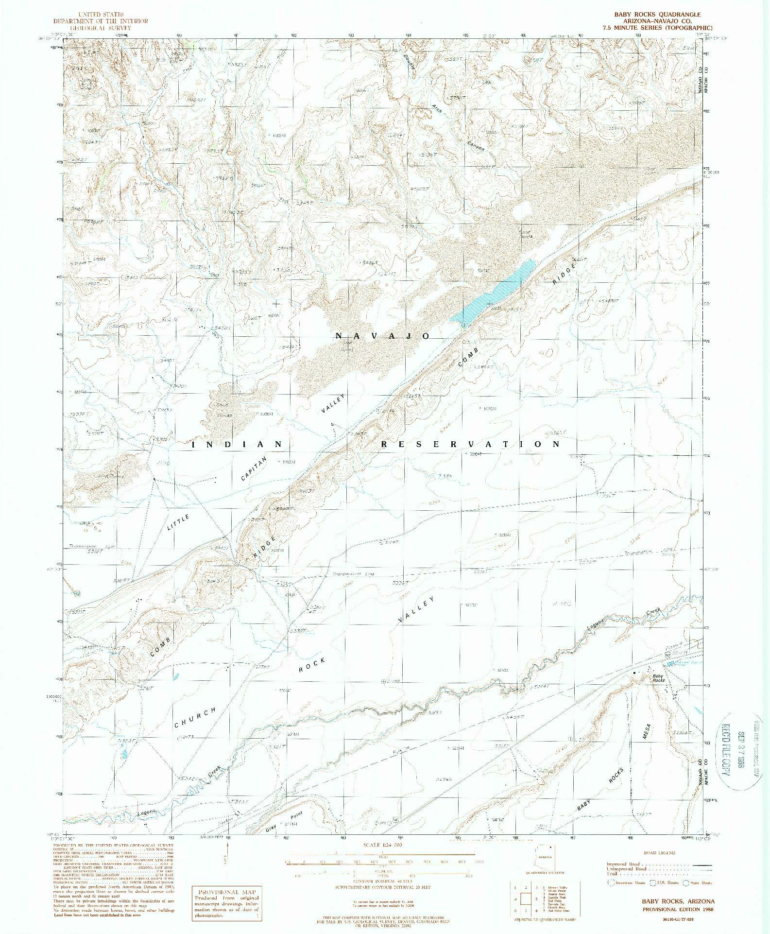 USGS 1:24000-SCALE QUADRANGLE FOR BABY ROCKS, AZ 1988