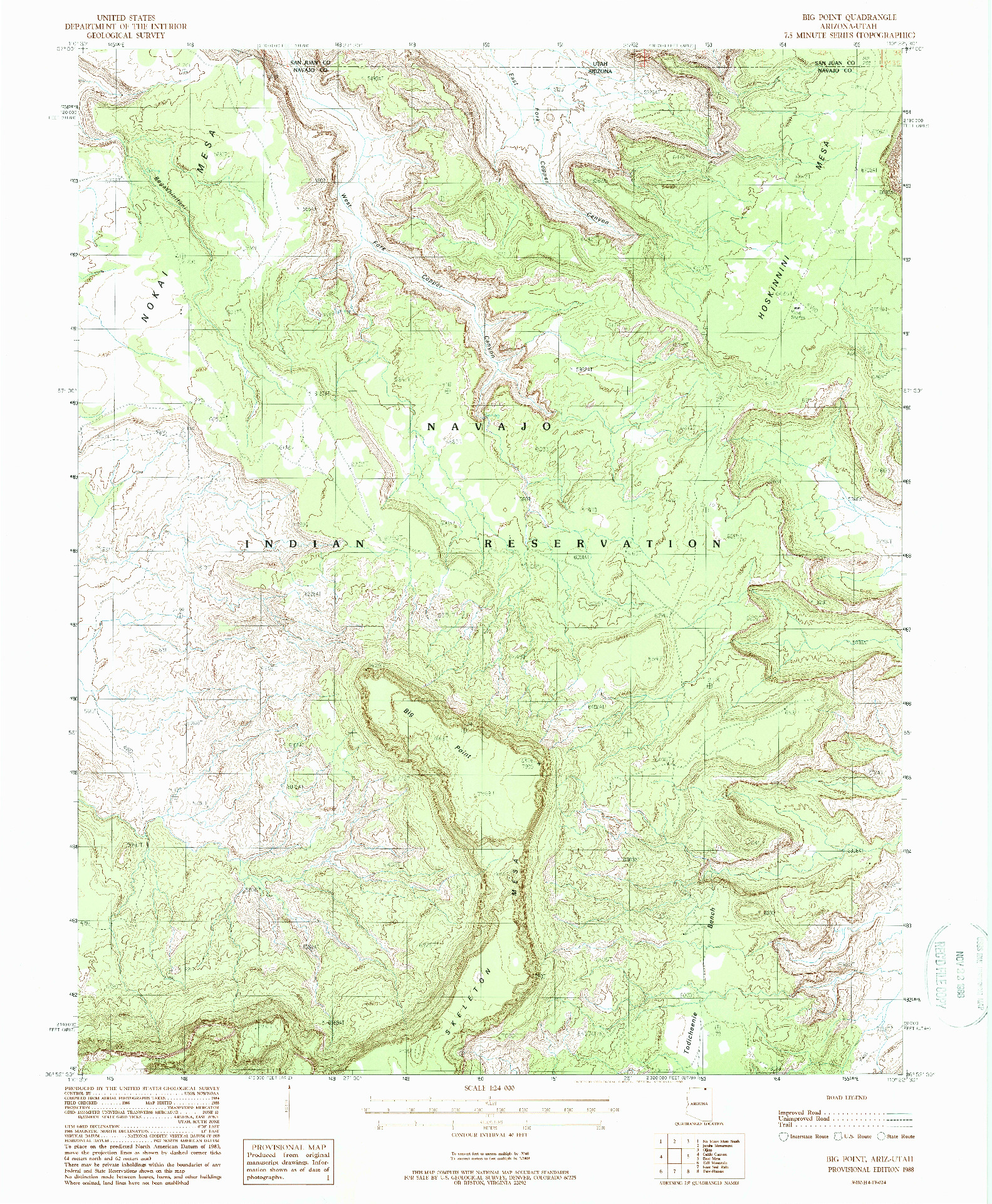 USGS 1:24000-SCALE QUADRANGLE FOR BIG POINT, AZ 1988