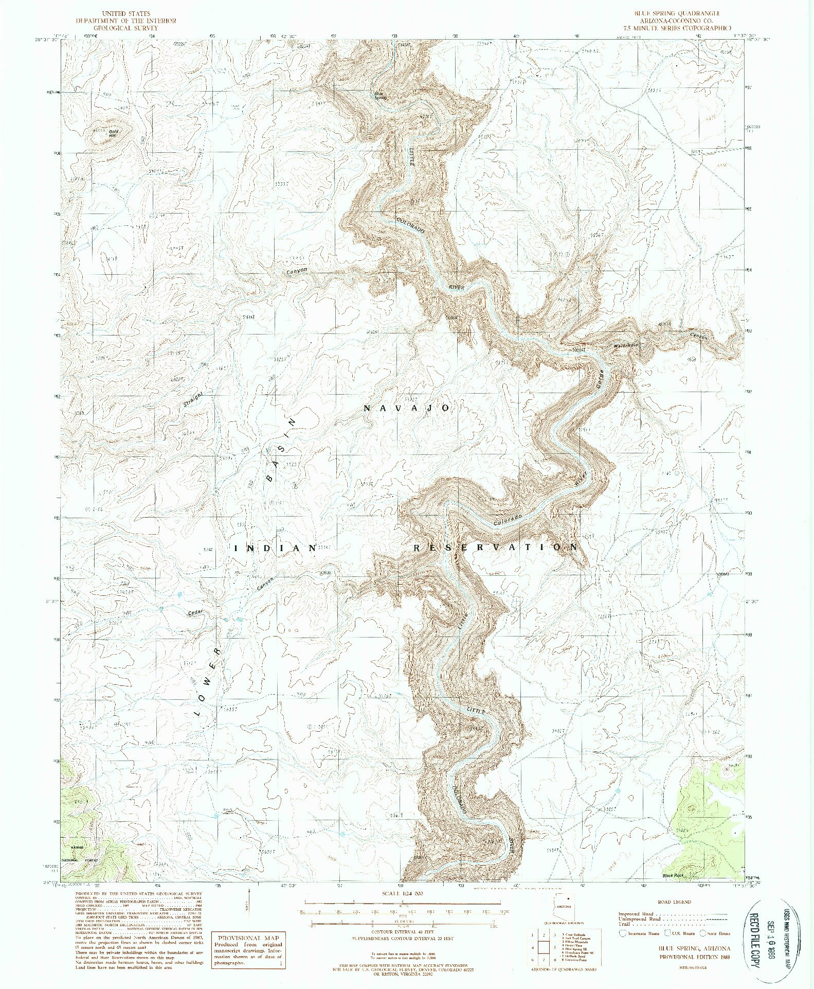 USGS 1:24000-SCALE QUADRANGLE FOR BLUE SPRING, AZ 1988