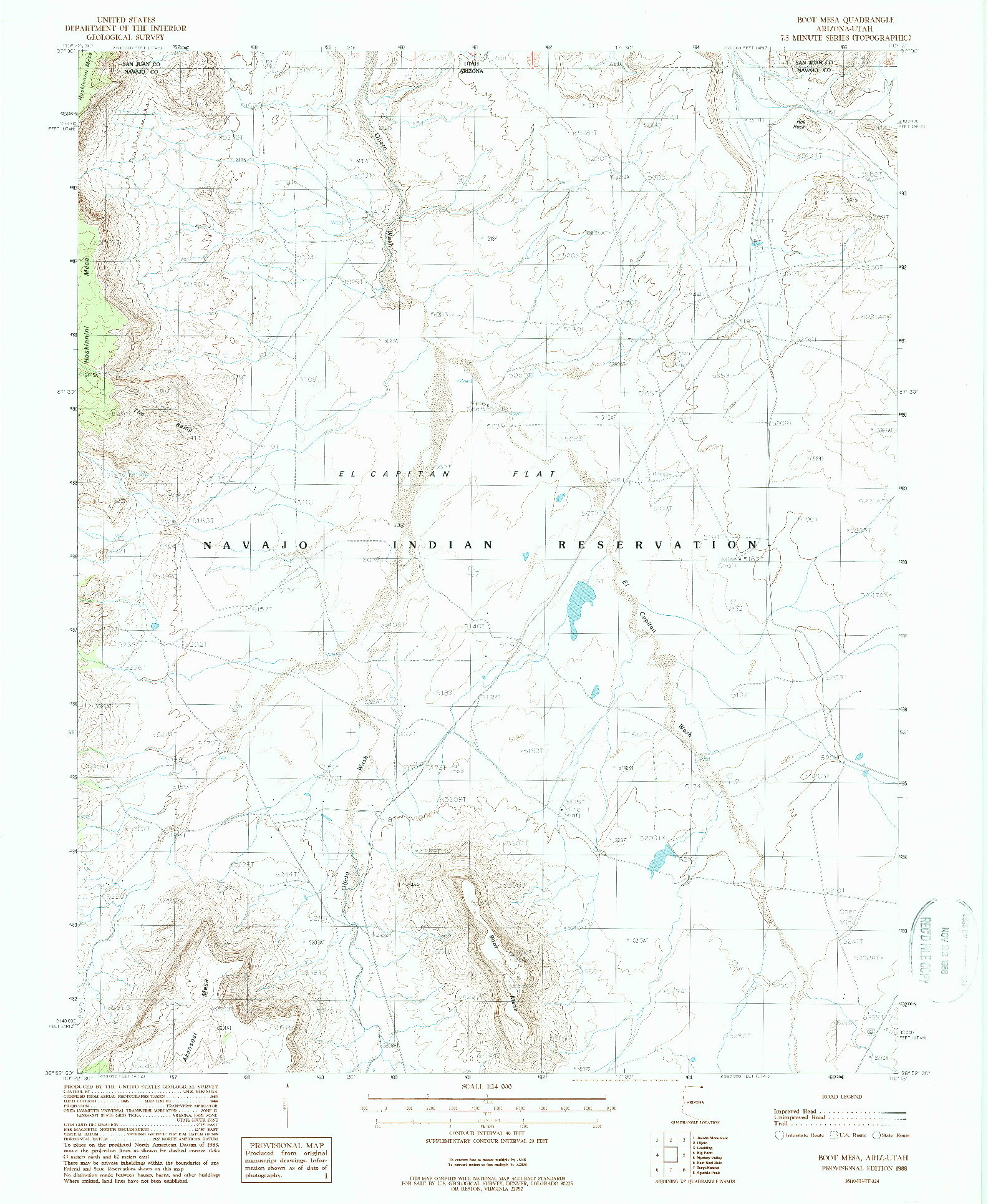 USGS 1:24000-SCALE QUADRANGLE FOR BOOT MESA, AZ 1988