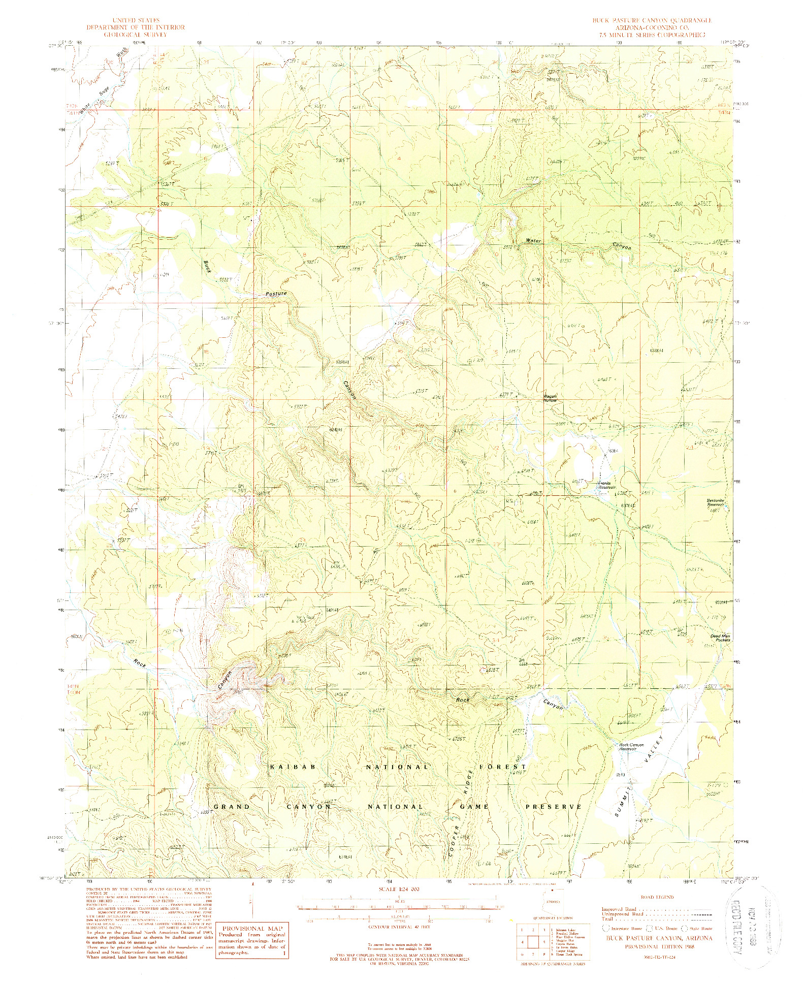 USGS 1:24000-SCALE QUADRANGLE FOR BUCK PASTURE CANYON, AZ 1988