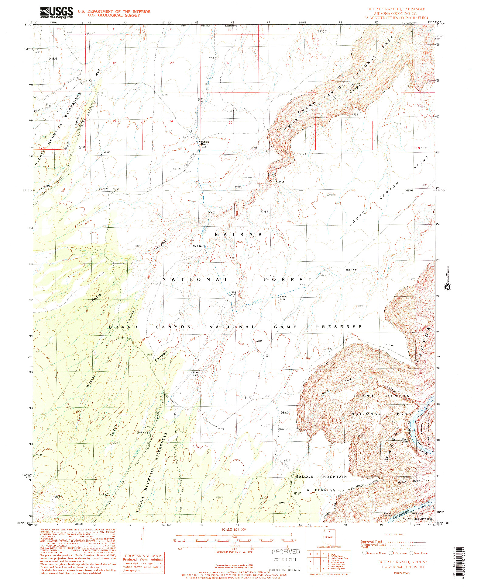 USGS 1:24000-SCALE QUADRANGLE FOR BUFFALO RANCH, AZ 1988