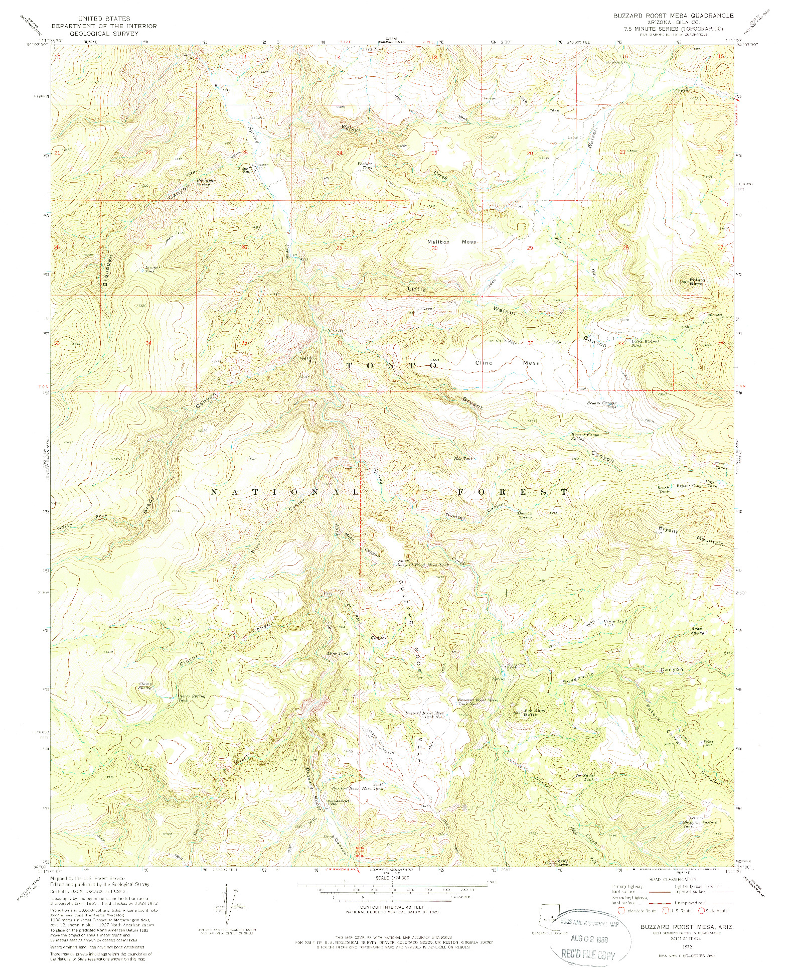 USGS 1:24000-SCALE QUADRANGLE FOR BUZZARD ROOST MESA, AZ 1972