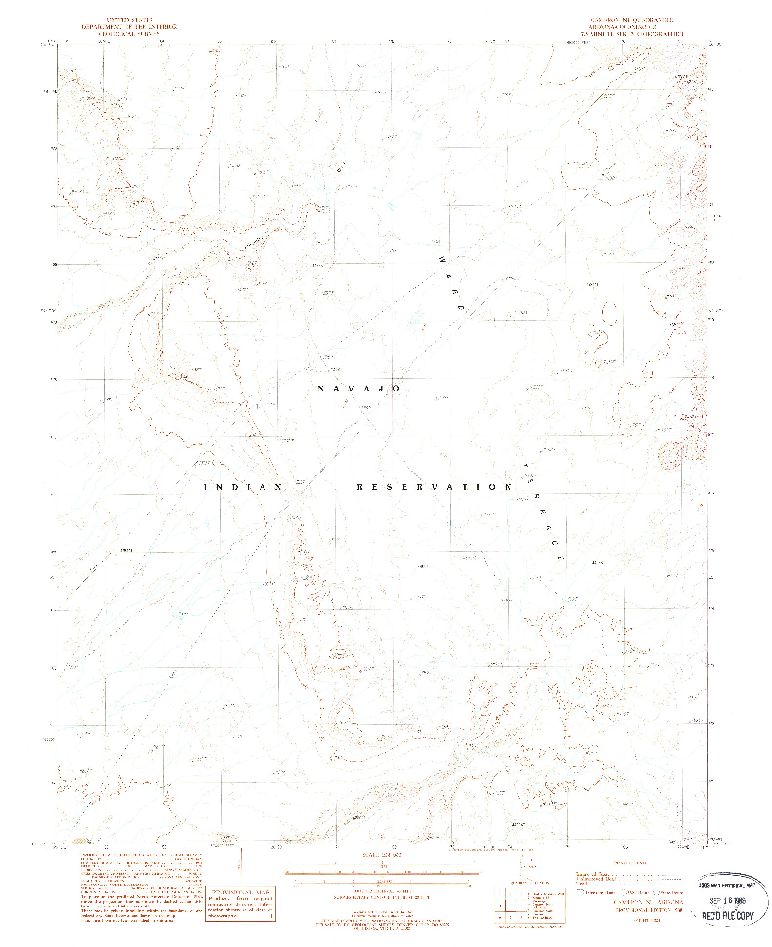 USGS 1:24000-SCALE QUADRANGLE FOR CAMERON NE, AZ 1988
